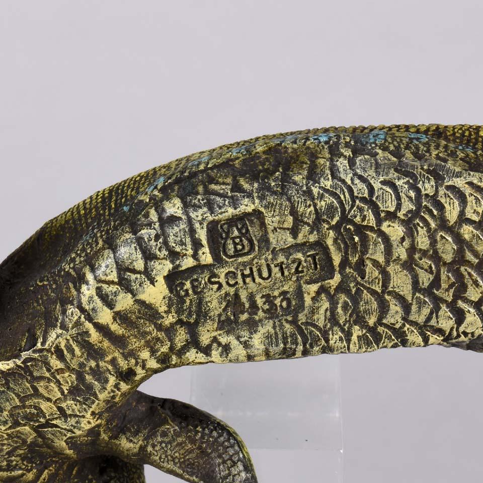Austrian Cold Painted Bronze Study 'Lizard' by Franz Bergman In Excellent Condition In London, GB