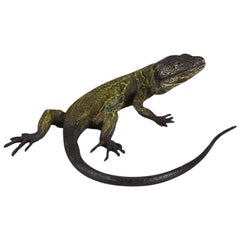 Austrian Cold Painted Bronze Study 'Lizard' by Franz Bergman