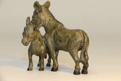 Austrian Cold Painted Bronze Study of a Donkey and Foal, circa 1910