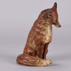 Austrian Cold Painted Bronze Study 'Seated Fox' by Franz Bergman