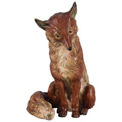 Austrian Cold Painted Bronze Study 'Seated Fox' by Franz Bergman