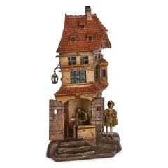 Austrian cold painted bronze table lamp by Bergman
