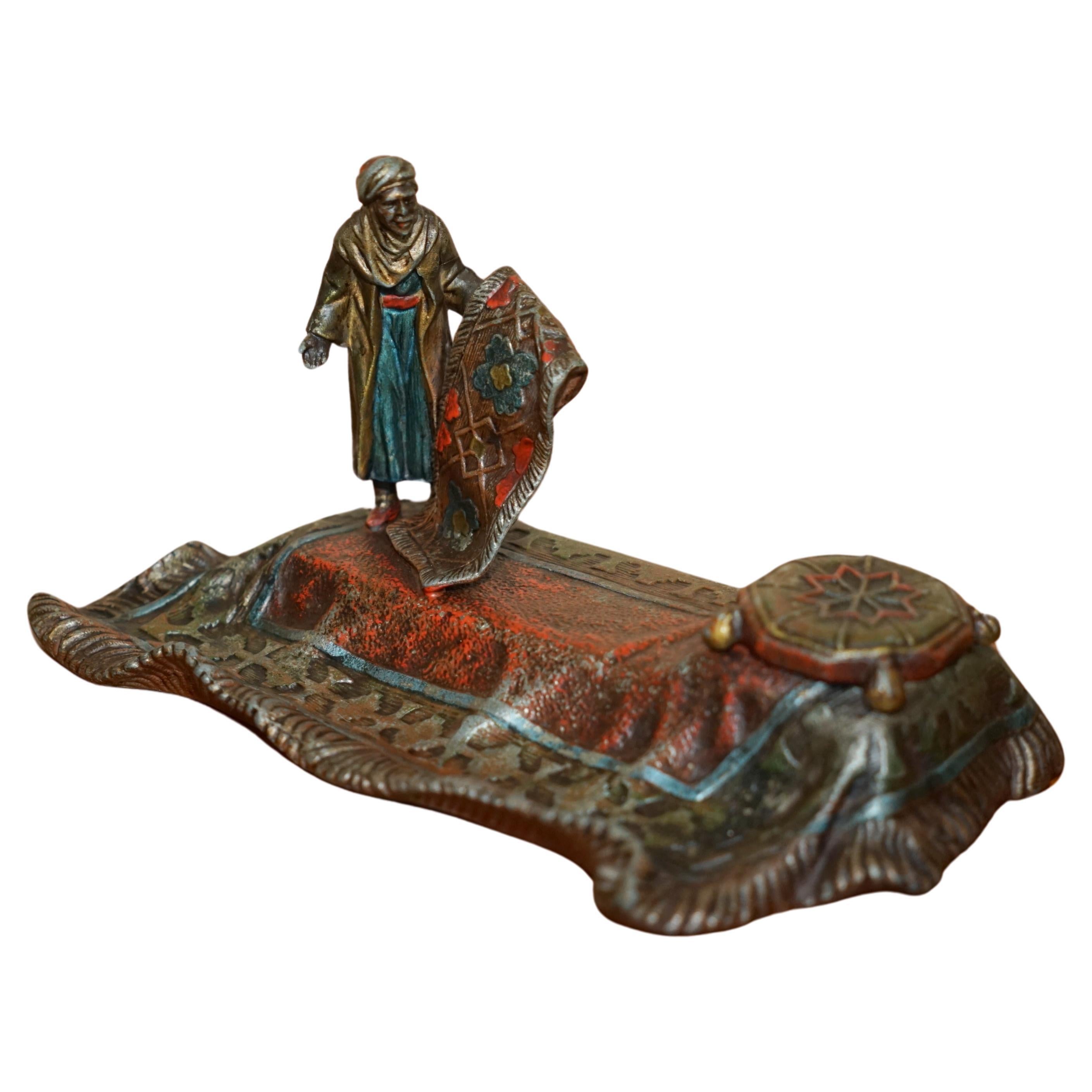 AUSTRIAN COLD PAINTED BRONZED CARPET SELLER INK STAND AFTER FRANZ BERGMAn For Sale