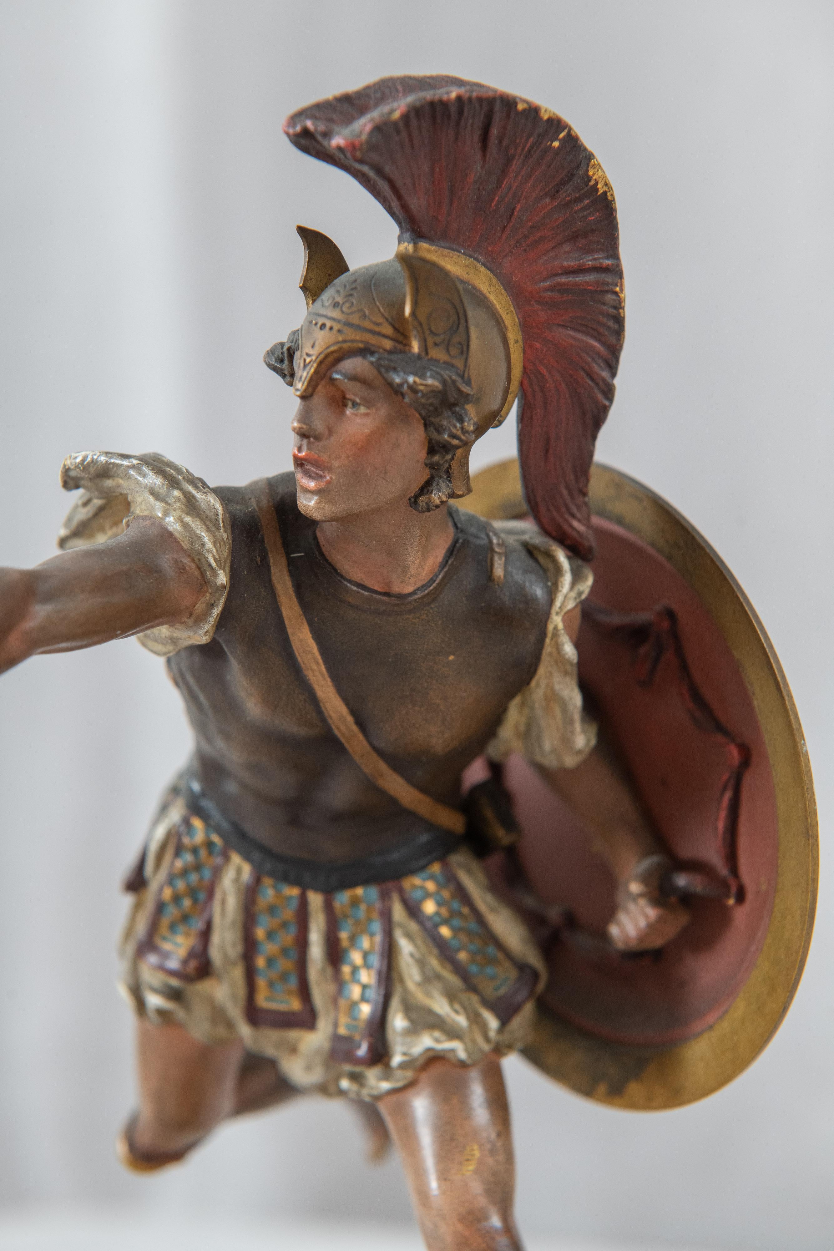 Guerrero grecorromano austriaco pintado en frío, de la Fundición Bergman, ca. 1900 en venta 3