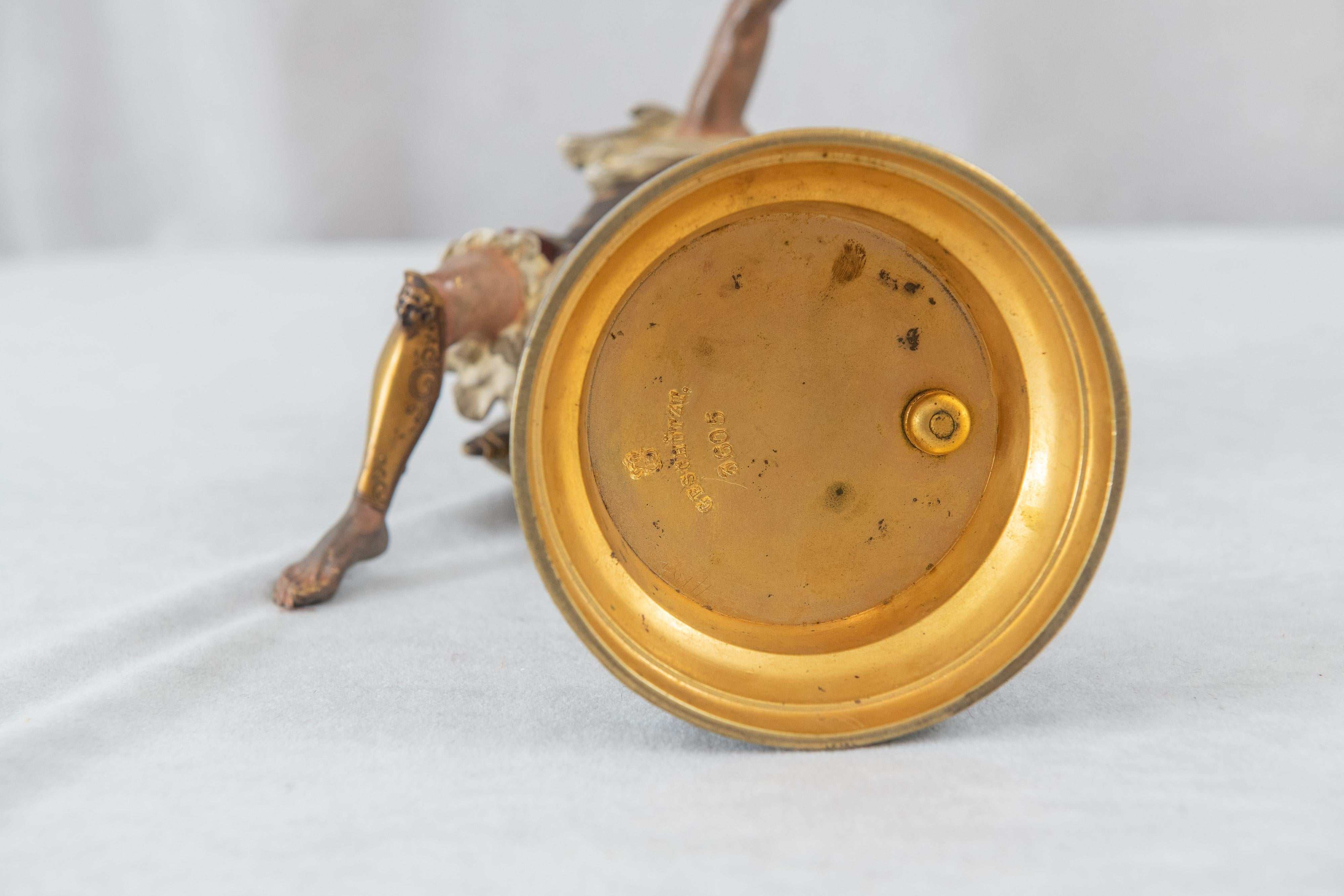 Guerrero grecorromano austriaco pintado en frío, de la Fundición Bergman, ca. 1900 en venta 4