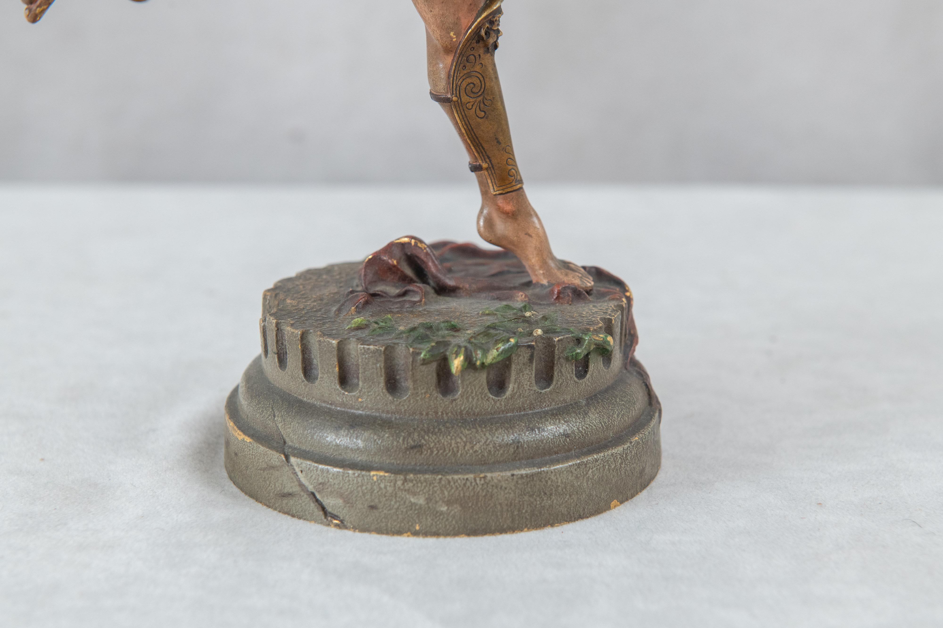 Guerrero grecorromano austriaco pintado en frío, de la Fundición Bergman, ca. 1900 Austríaco en venta