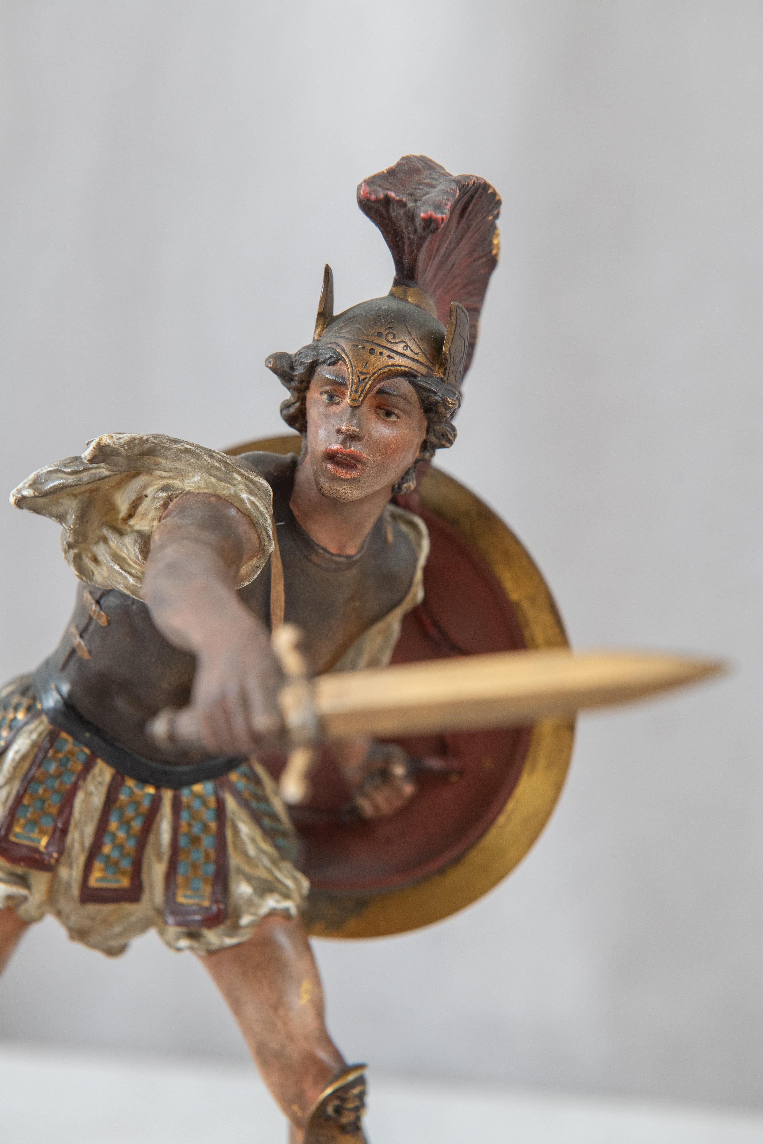 Guerrero grecorromano austriaco pintado en frío, de la Fundición Bergman, ca. 1900 Vaciado en venta