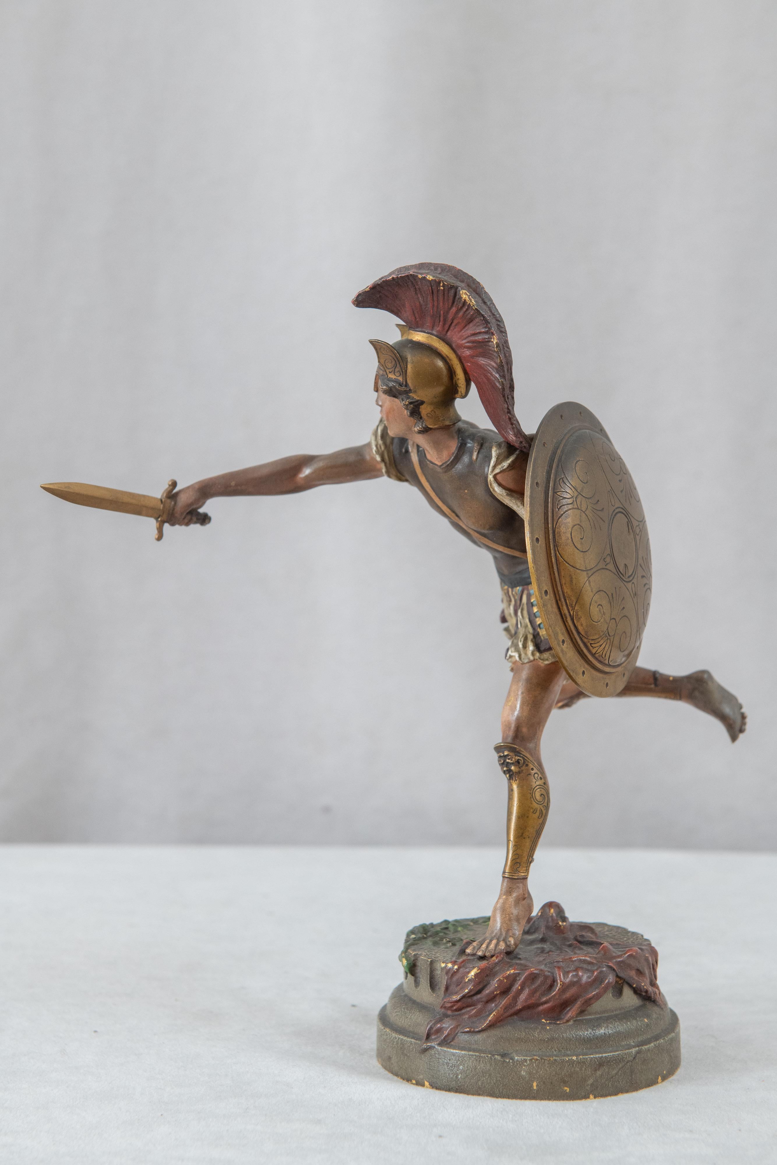 Guerrero grecorromano austriaco pintado en frío, de la Fundición Bergman, ca. 1900 en Bueno estado para la venta en Petaluma, CA
