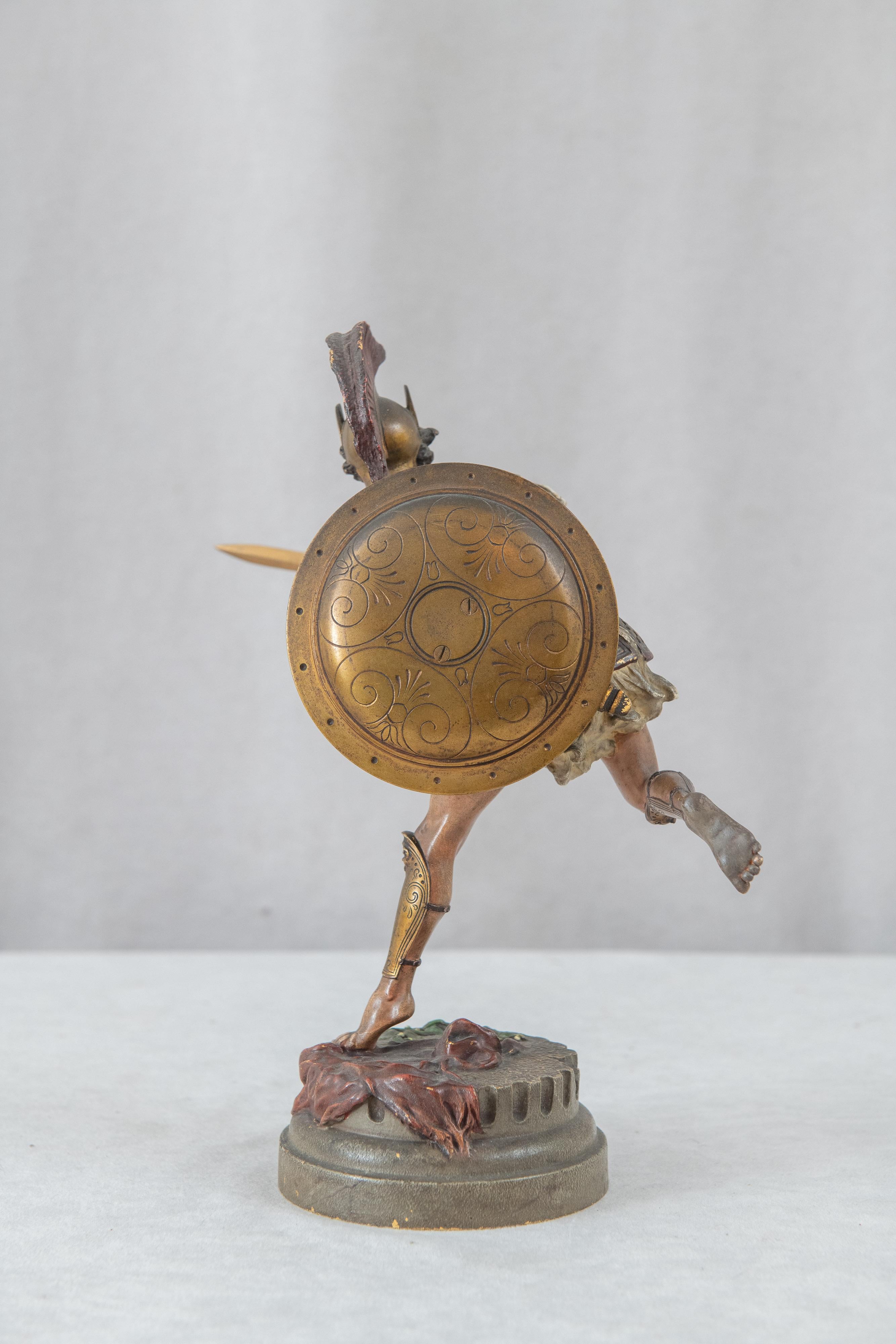 Guerrero grecorromano austriaco pintado en frío, de la Fundición Bergman, ca. 1900 principios del siglo XX en venta