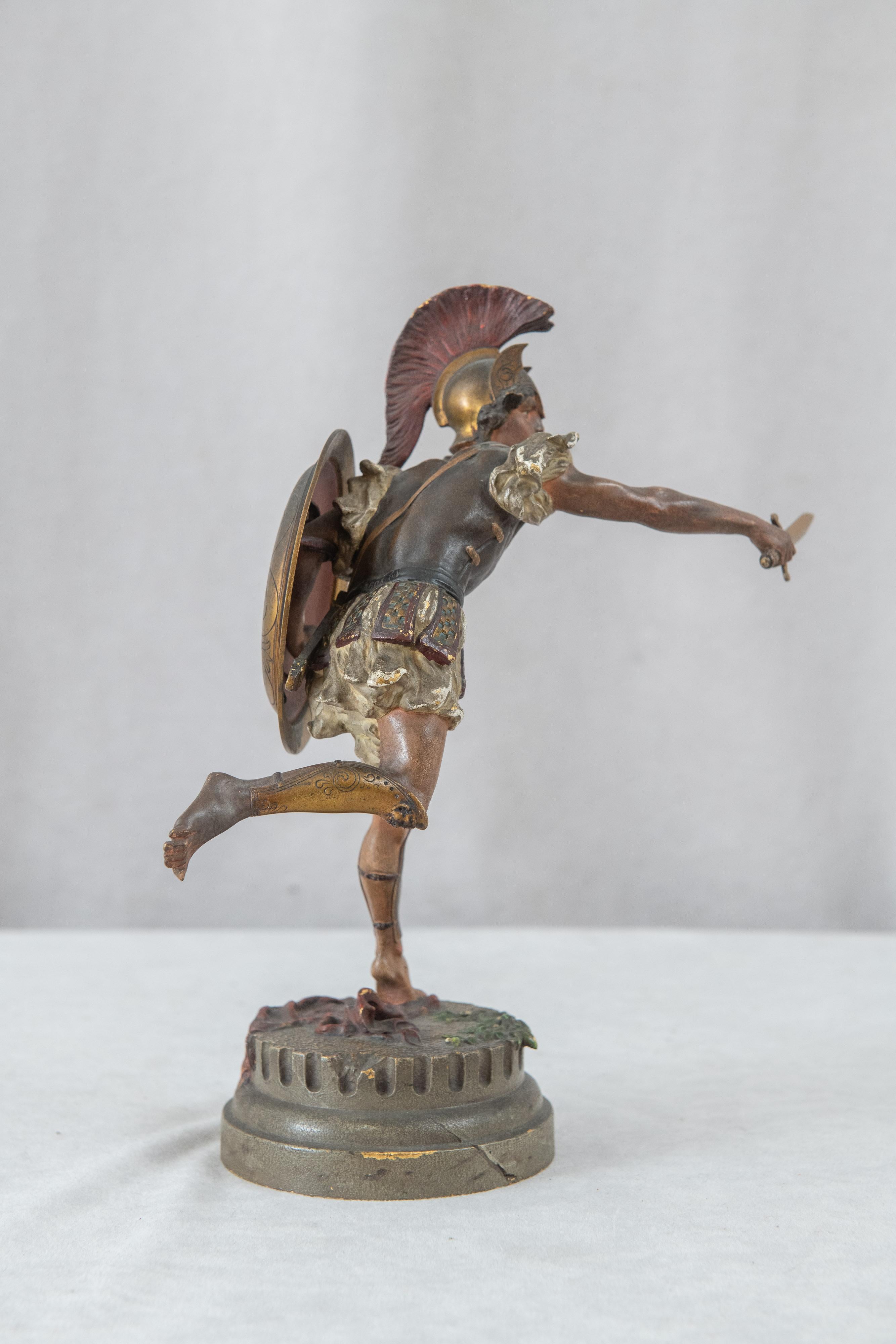 Guerrero grecorromano austriaco pintado en frío, de la Fundición Bergman, ca. 1900 Bronce en venta