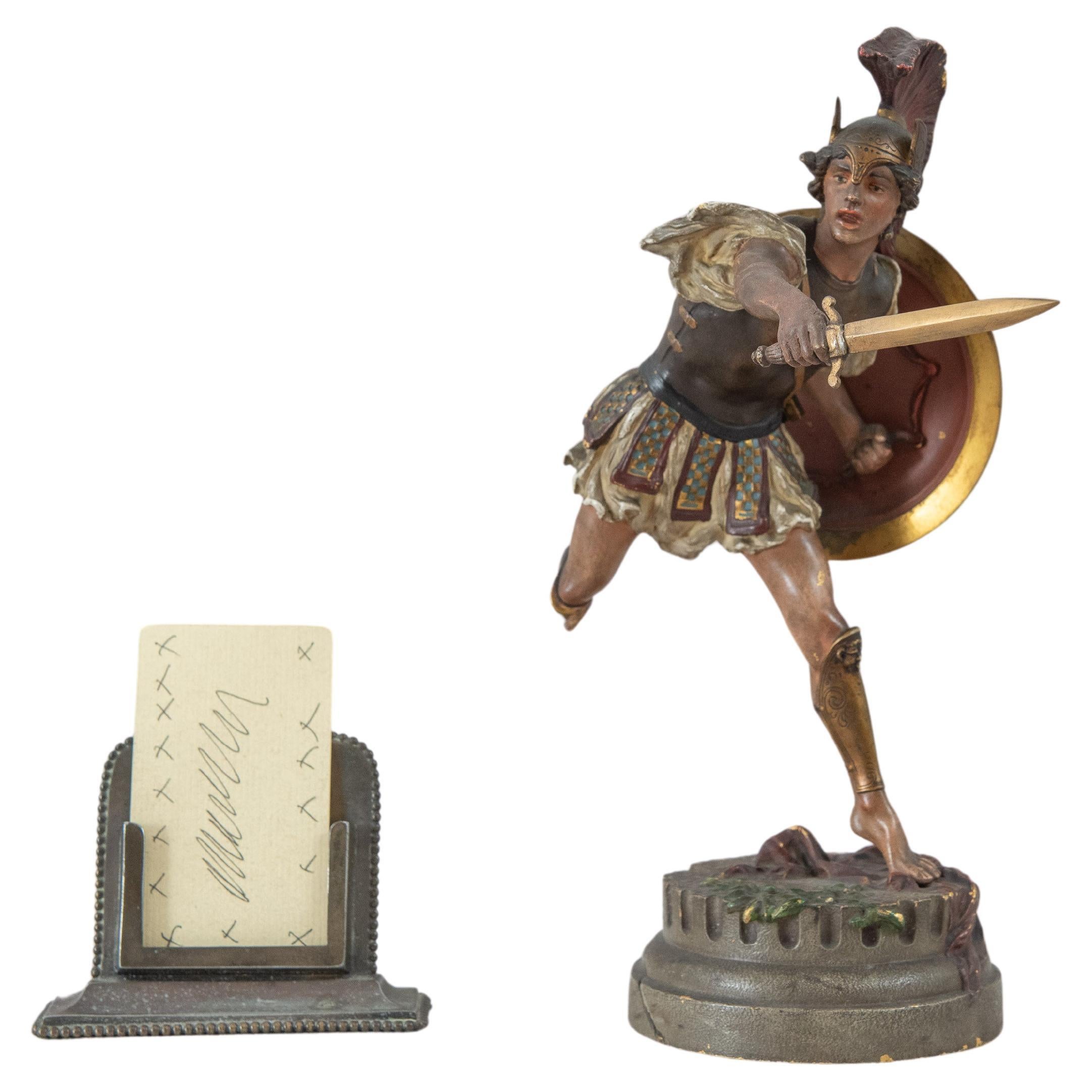 Austrian Cold Painted Greco-Roman Warrior, by Bergman Foundry, ca. 1900