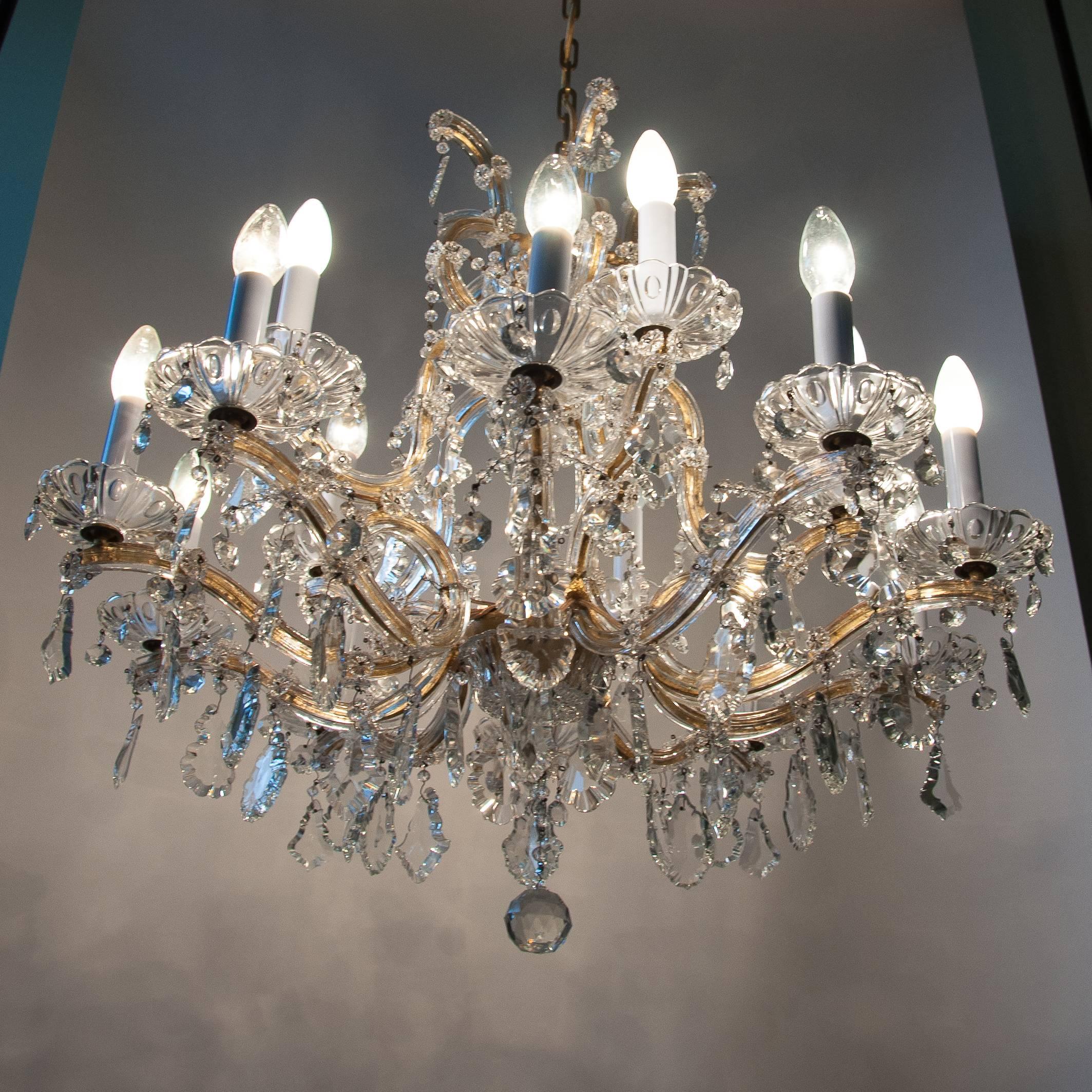20th Century Austrian Crown Shaped Crystal Chandelier From Vienna, circa 1930 For Sale