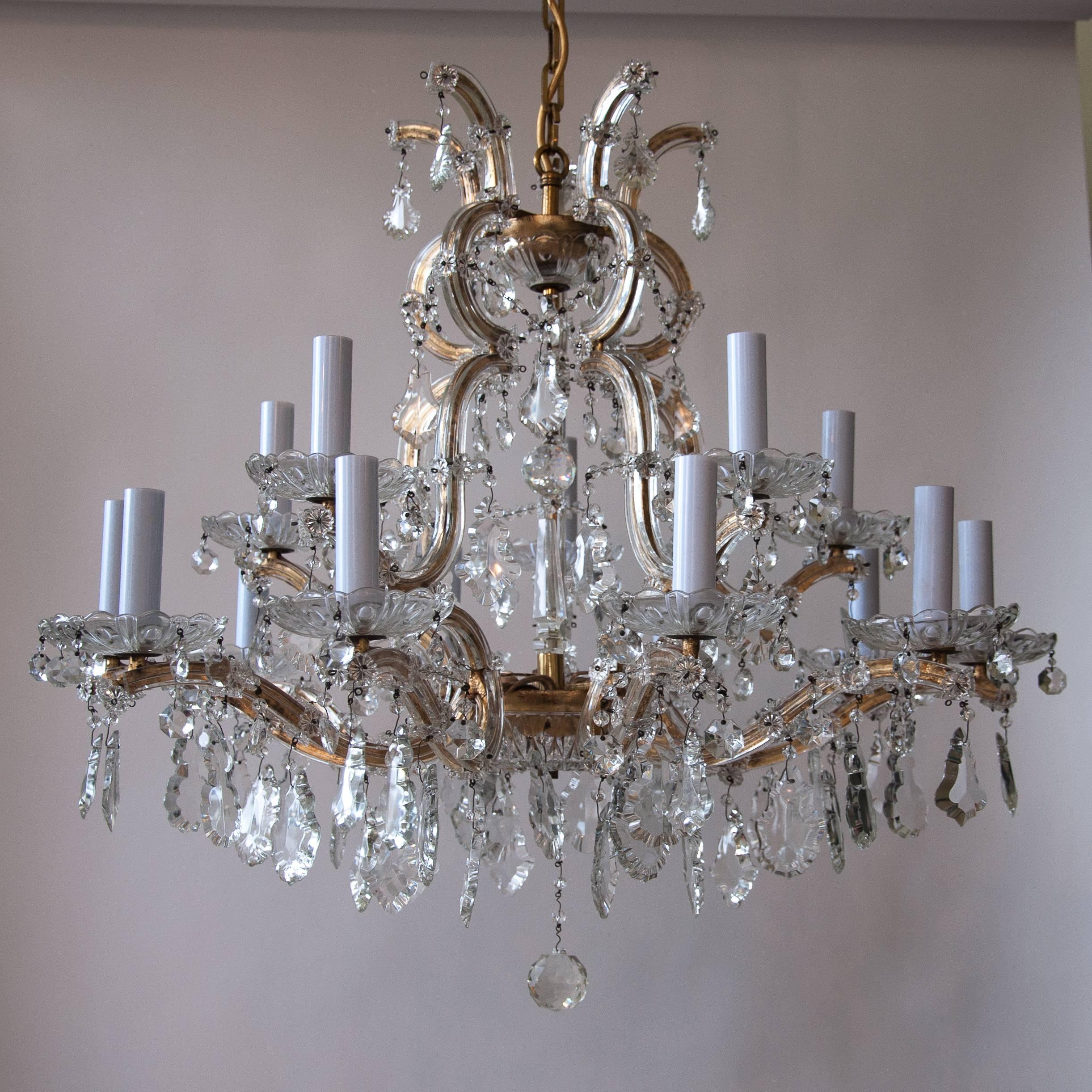 Austrian Crown Shaped Crystal Chandelier From Vienna, circa 1930 For Sale 2