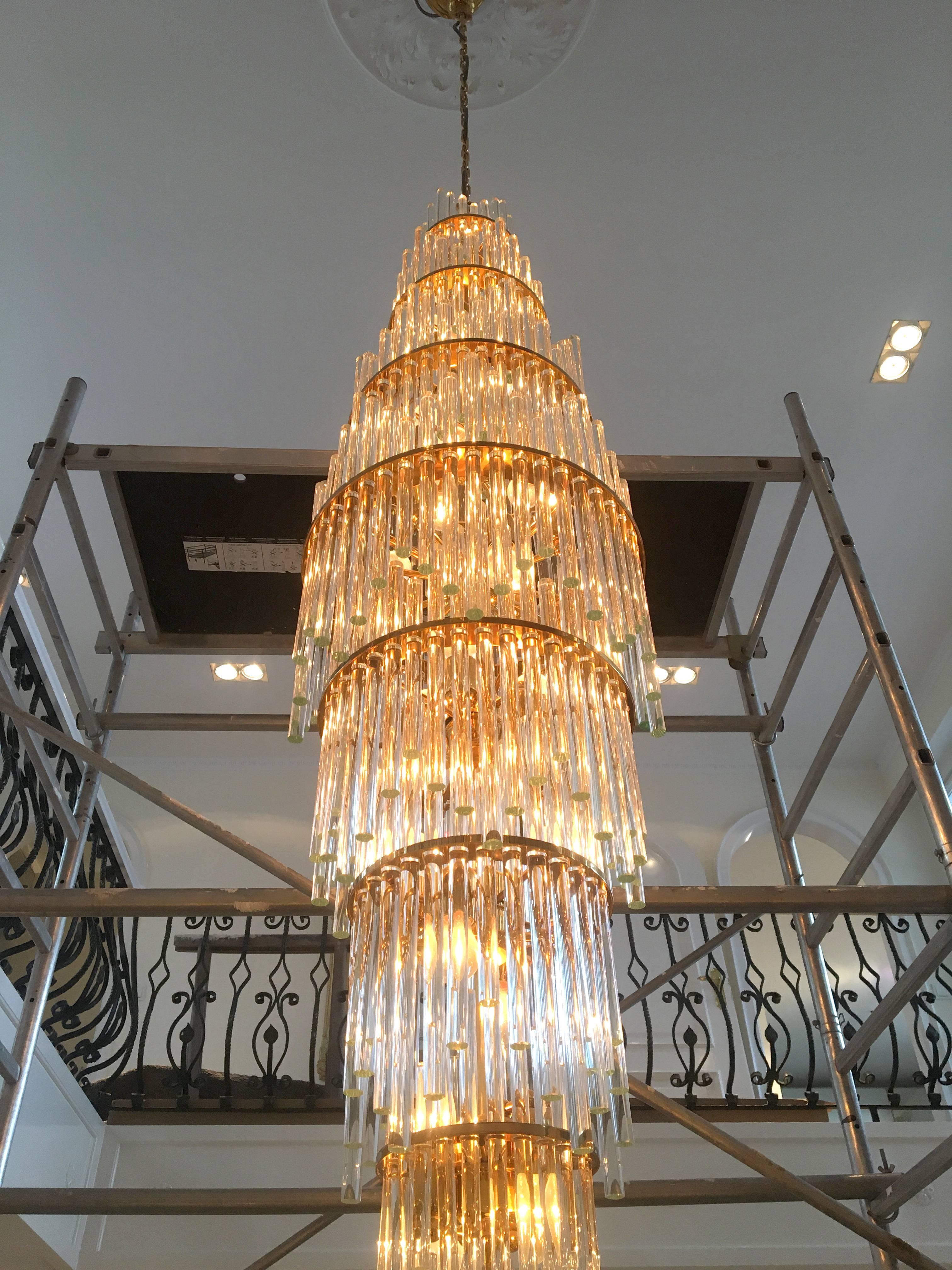 Austrian Crystal and Brass Chandelier by Christoph Palme In Excellent Condition For Sale In New York, NY