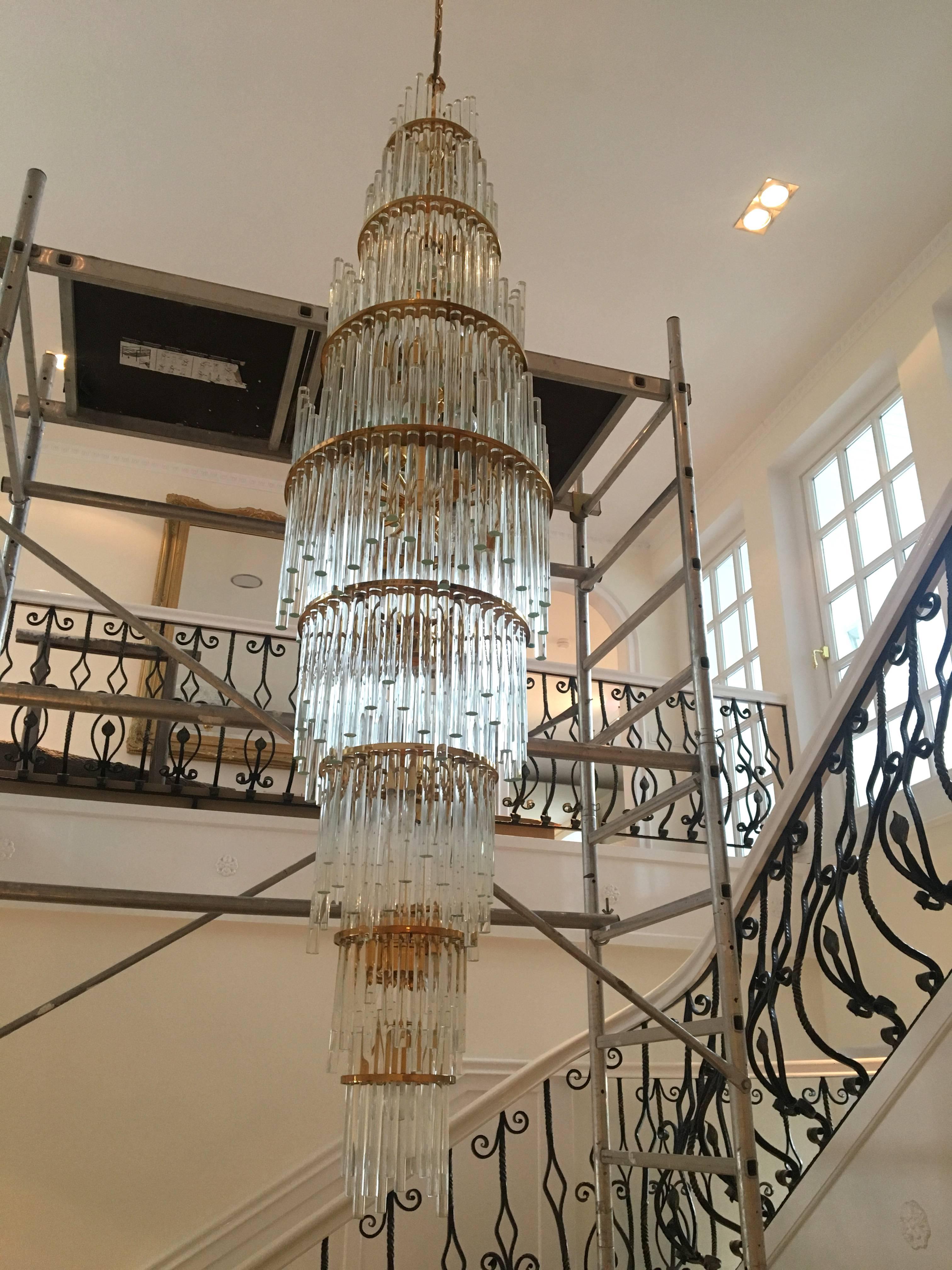 Austrian Crystal and Brass Chandelier by Christoph Palme For Sale 1