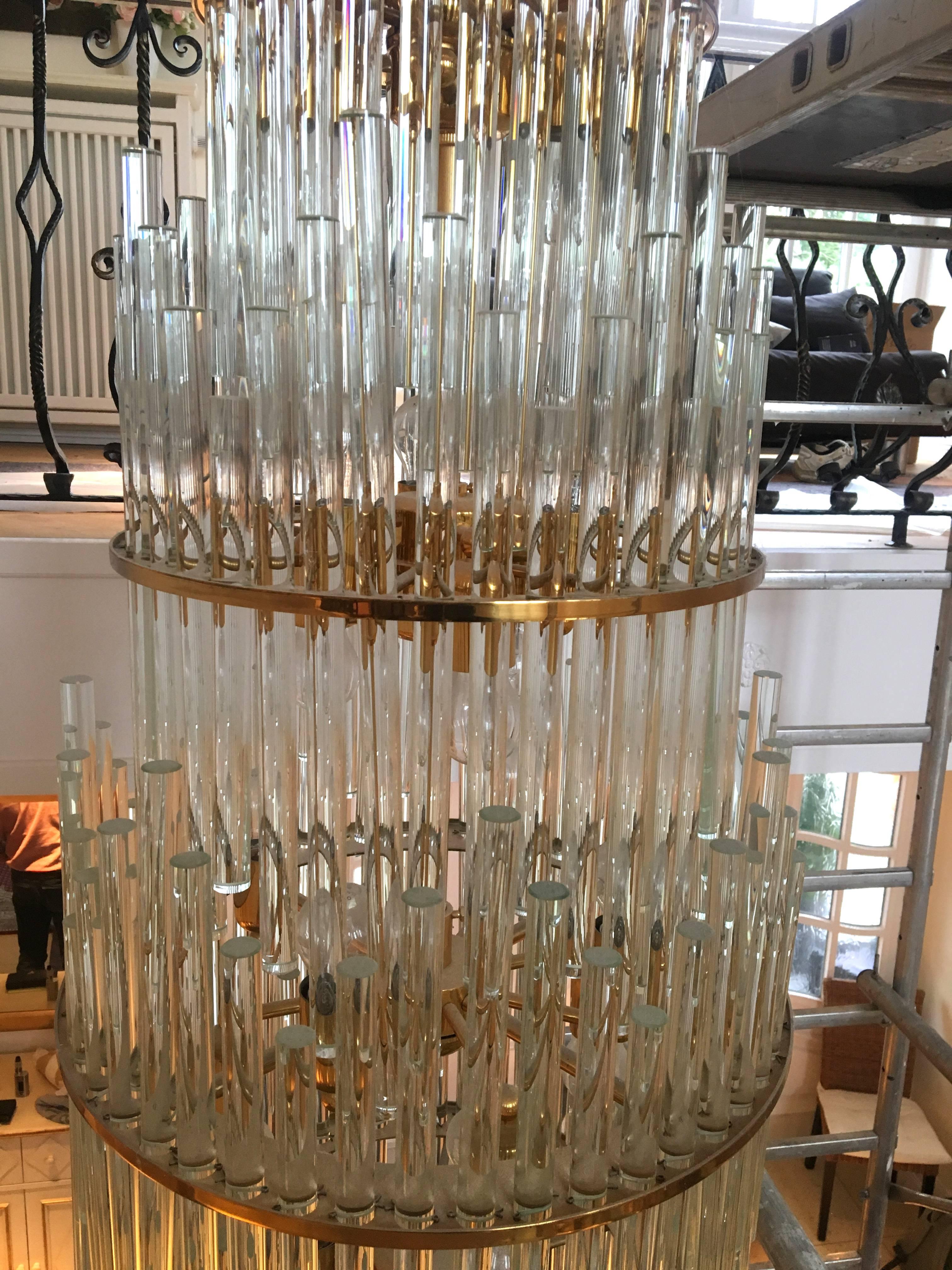 Austrian Crystal and Brass Chandelier by Christoph Palme For Sale 2