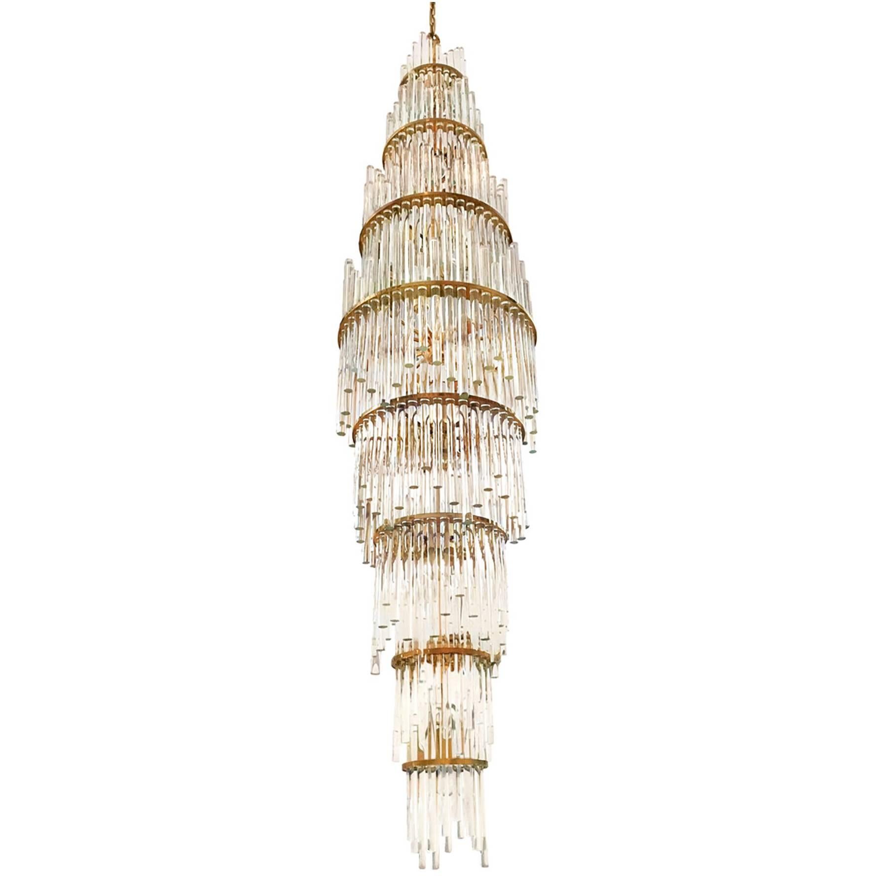 Austrian Crystal and Brass Chandelier by Christoph Palme For Sale