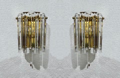 Austrian Crystal and Brass Pair of Wall Sconces by J.T. Kalmar