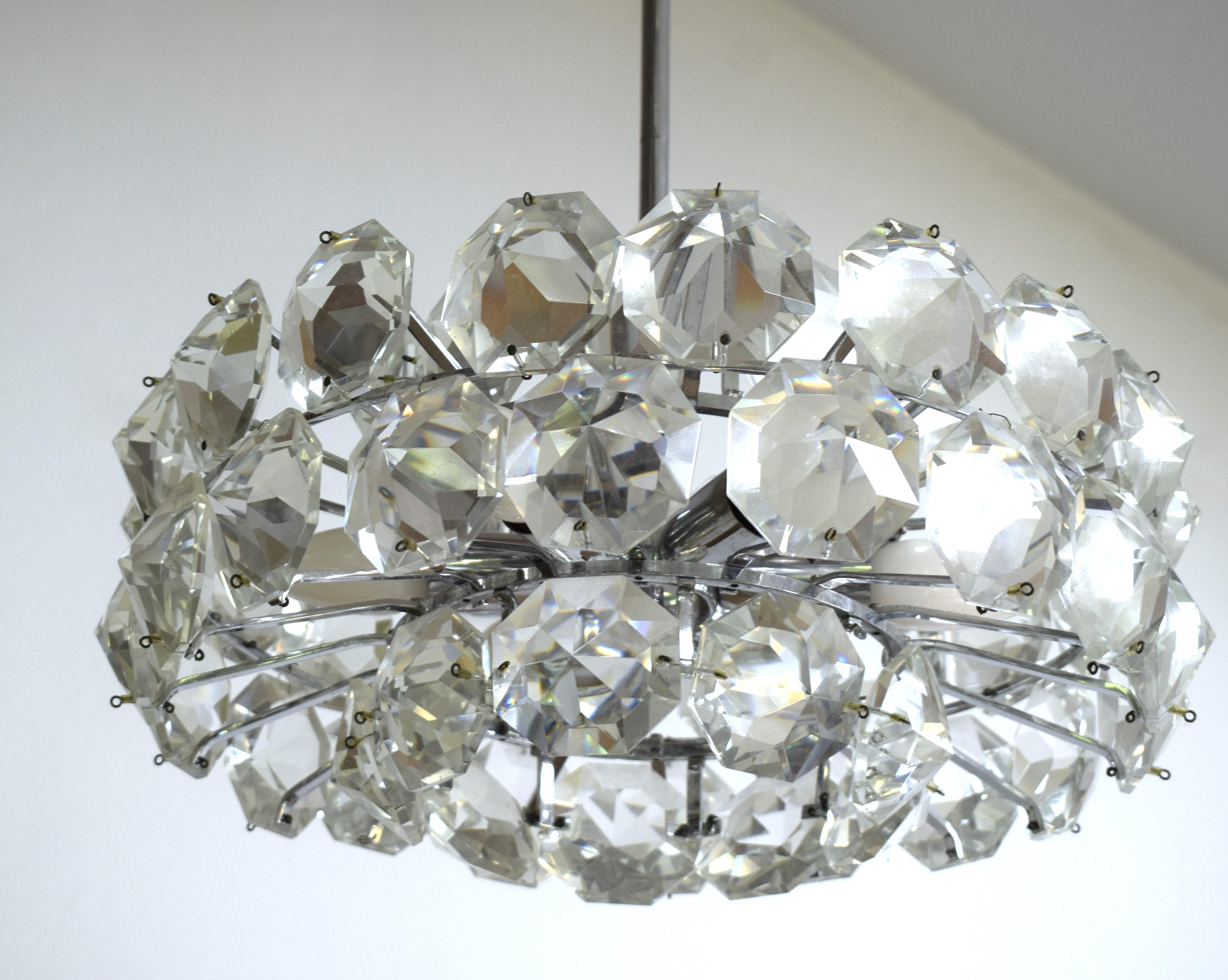 Hand-Crafted Austrian crystal chandelier Bakalowits 1960 For Sale