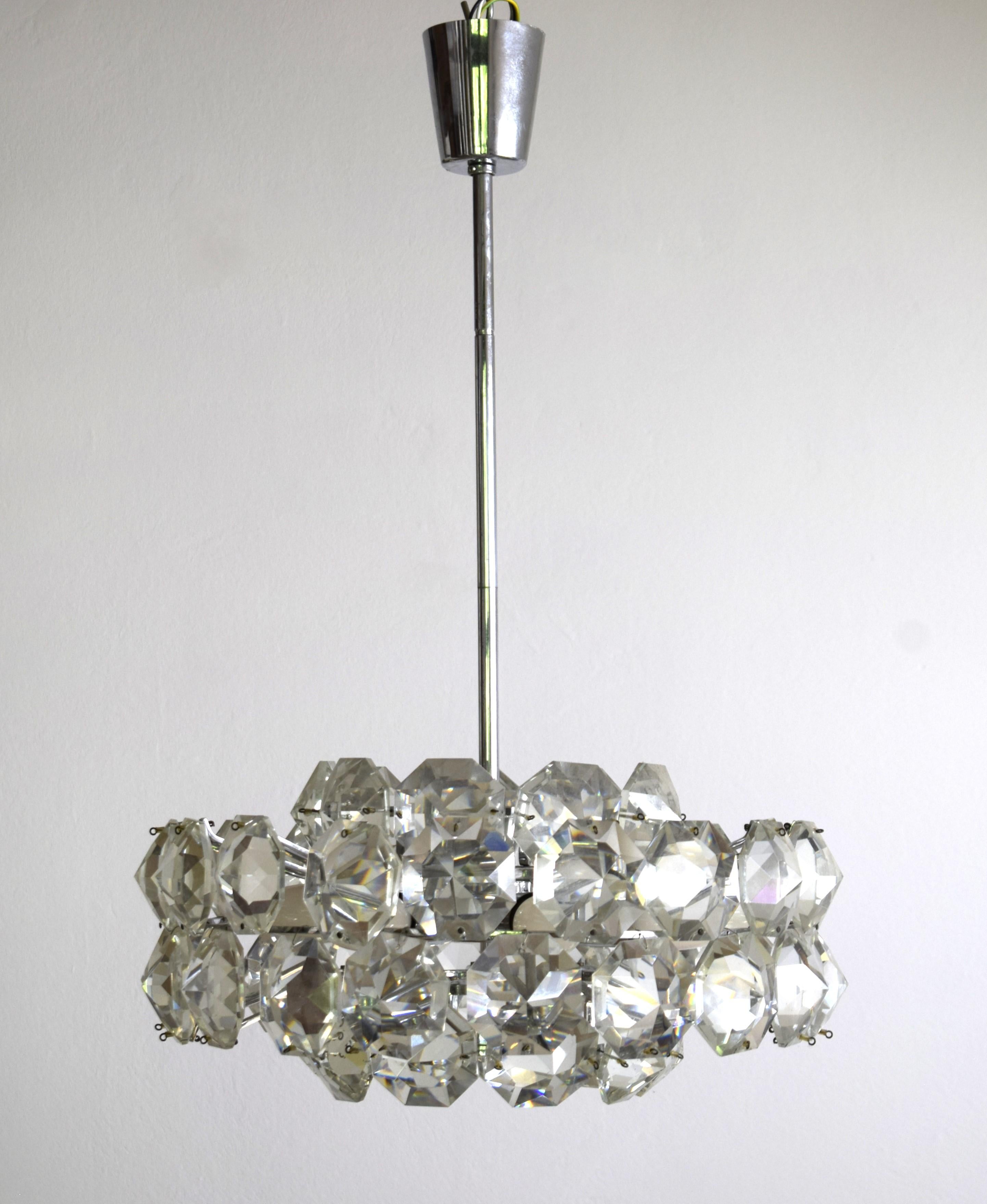Mid-20th Century Austrian crystal chandelier Bakalowits 1960 For Sale