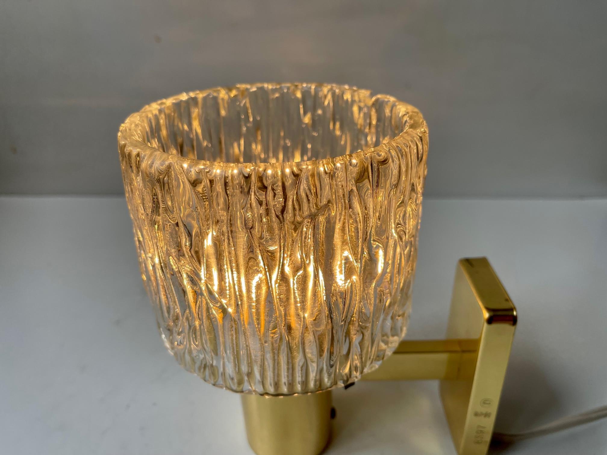 Austrian Crystal & Gilt Brass Wall Sconce by HAGS, 1960s For Sale 5