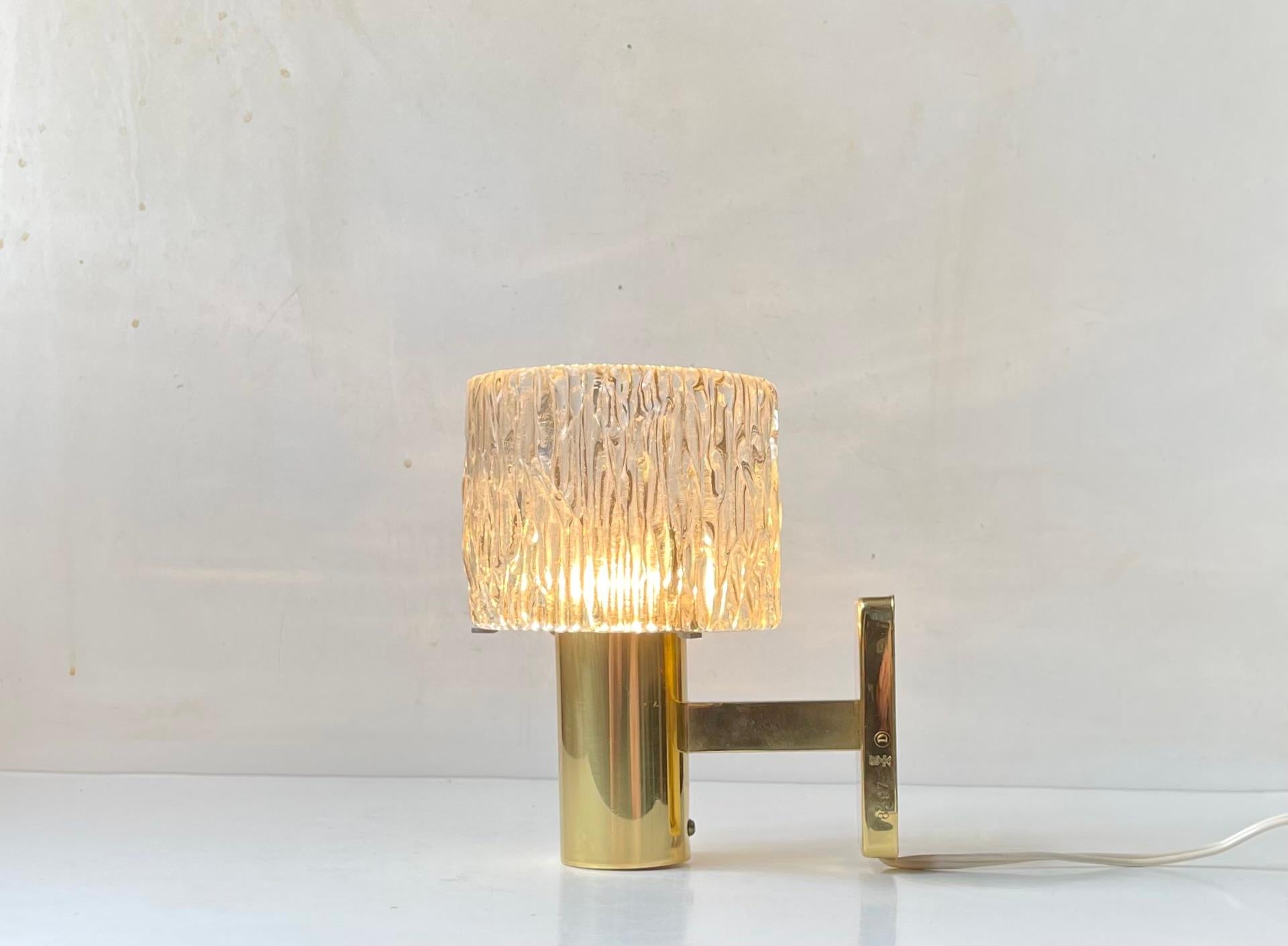 Mid-Century Modern Austrian Crystal & Gilt Brass Wall Sconce by HAGS, 1960s For Sale