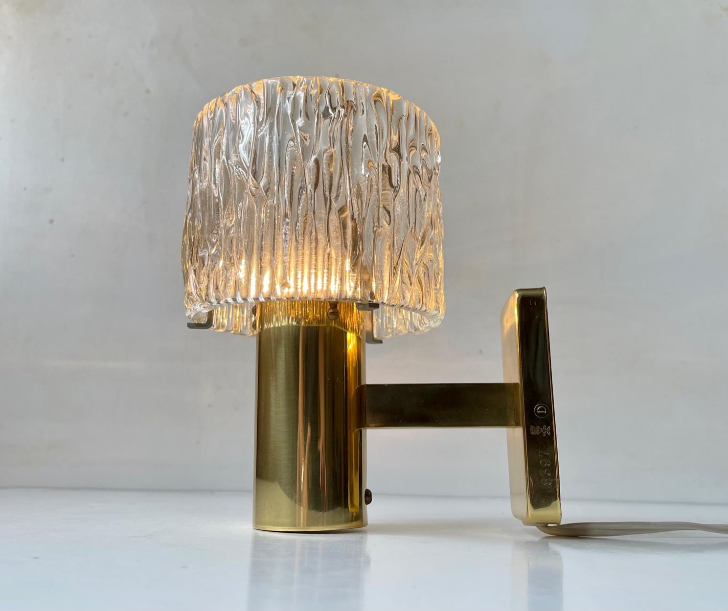 Austrian Crystal & Gilt Brass Wall Sconce by HAGS, 1960s For Sale 1