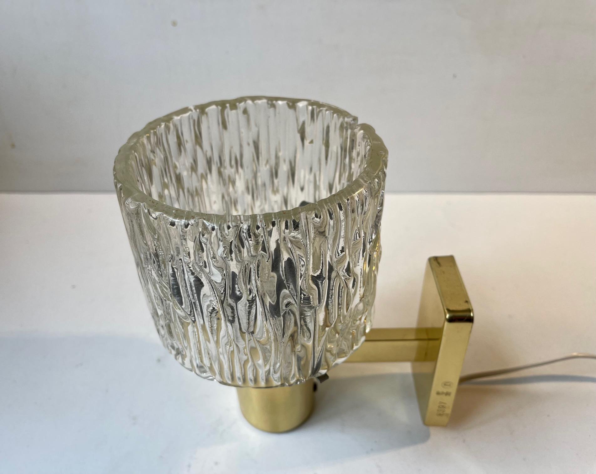 Austrian Crystal & Gilt Brass Wall Sconce by HAGS, 1960s For Sale 2