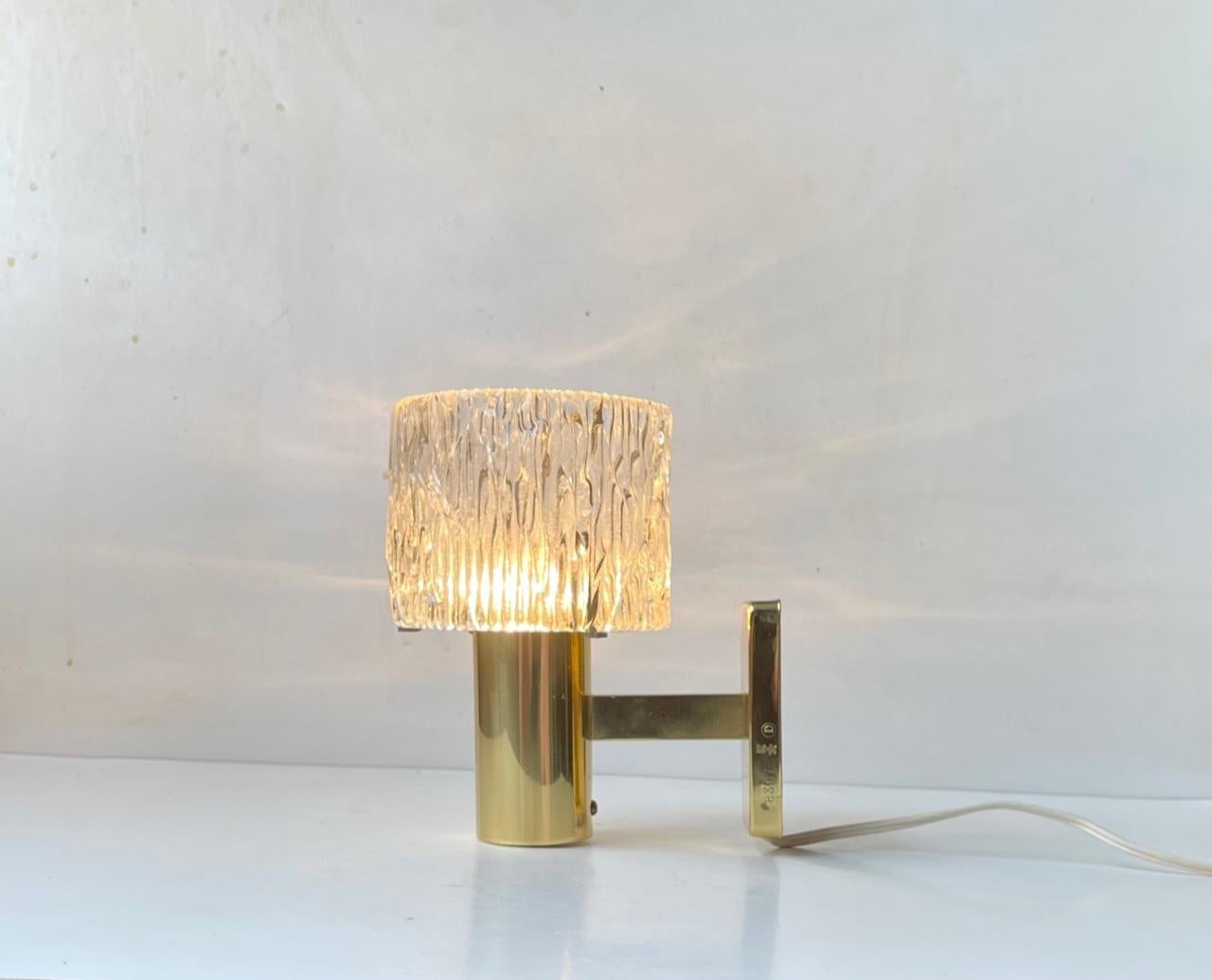 Austrian Crystal & Gilt Brass Wall Sconce by HAGS, 1960s For Sale 3
