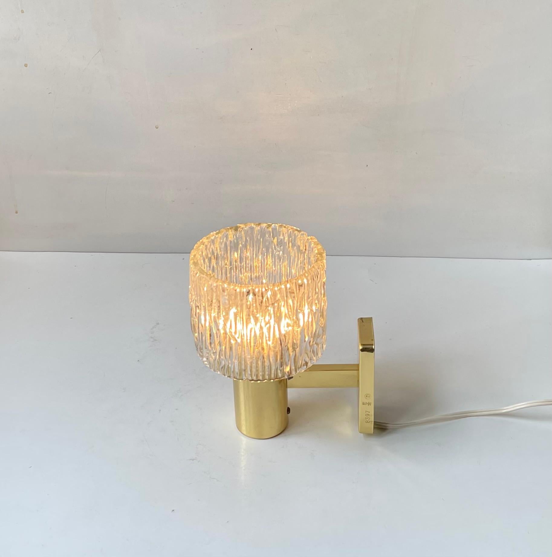 Austrian Crystal & Gilt Brass Wall Sconce by HAGS, 1960s For Sale 4