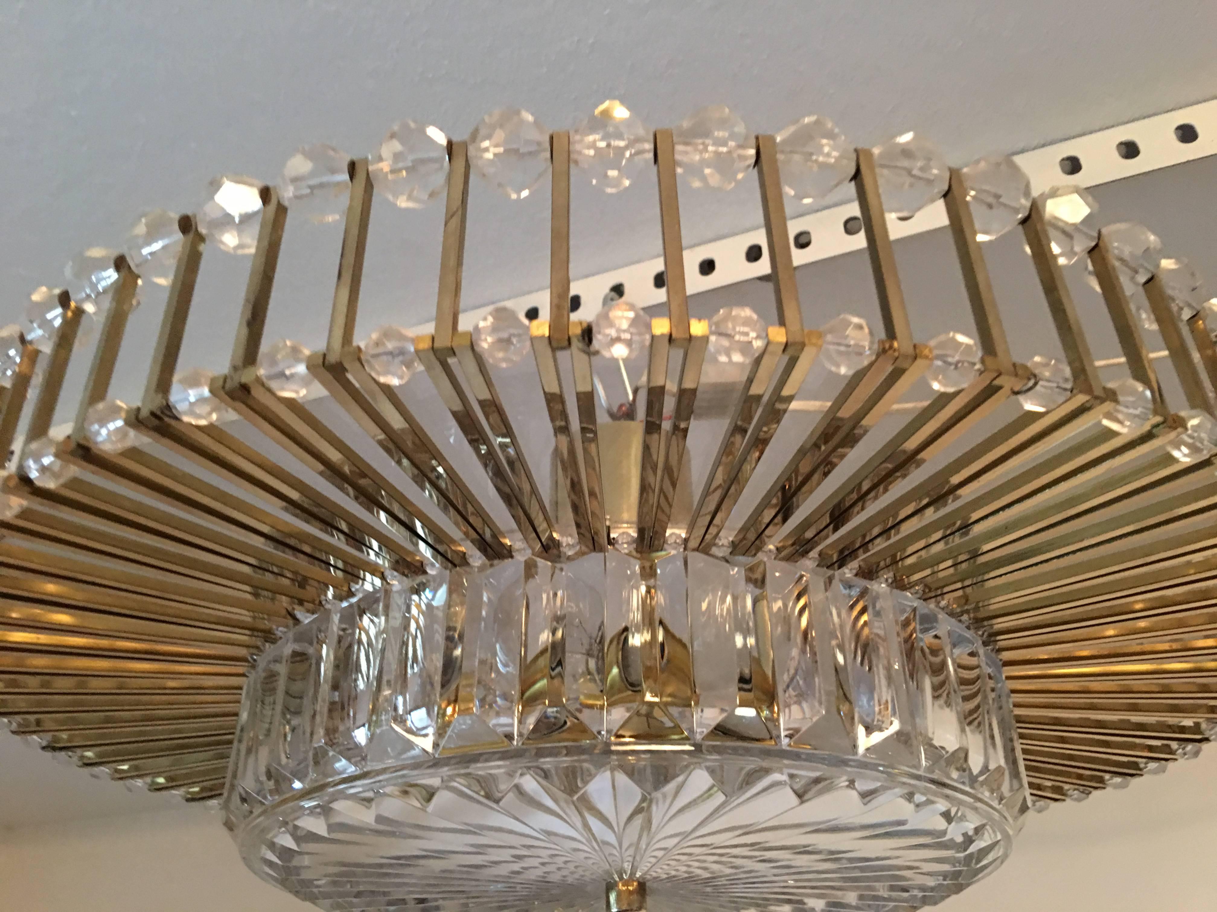 Austrian Crystal Glass Lucite and Gilt Brass Chandelier, Lobmeyr - SPECIAL OFFER For Sale 6