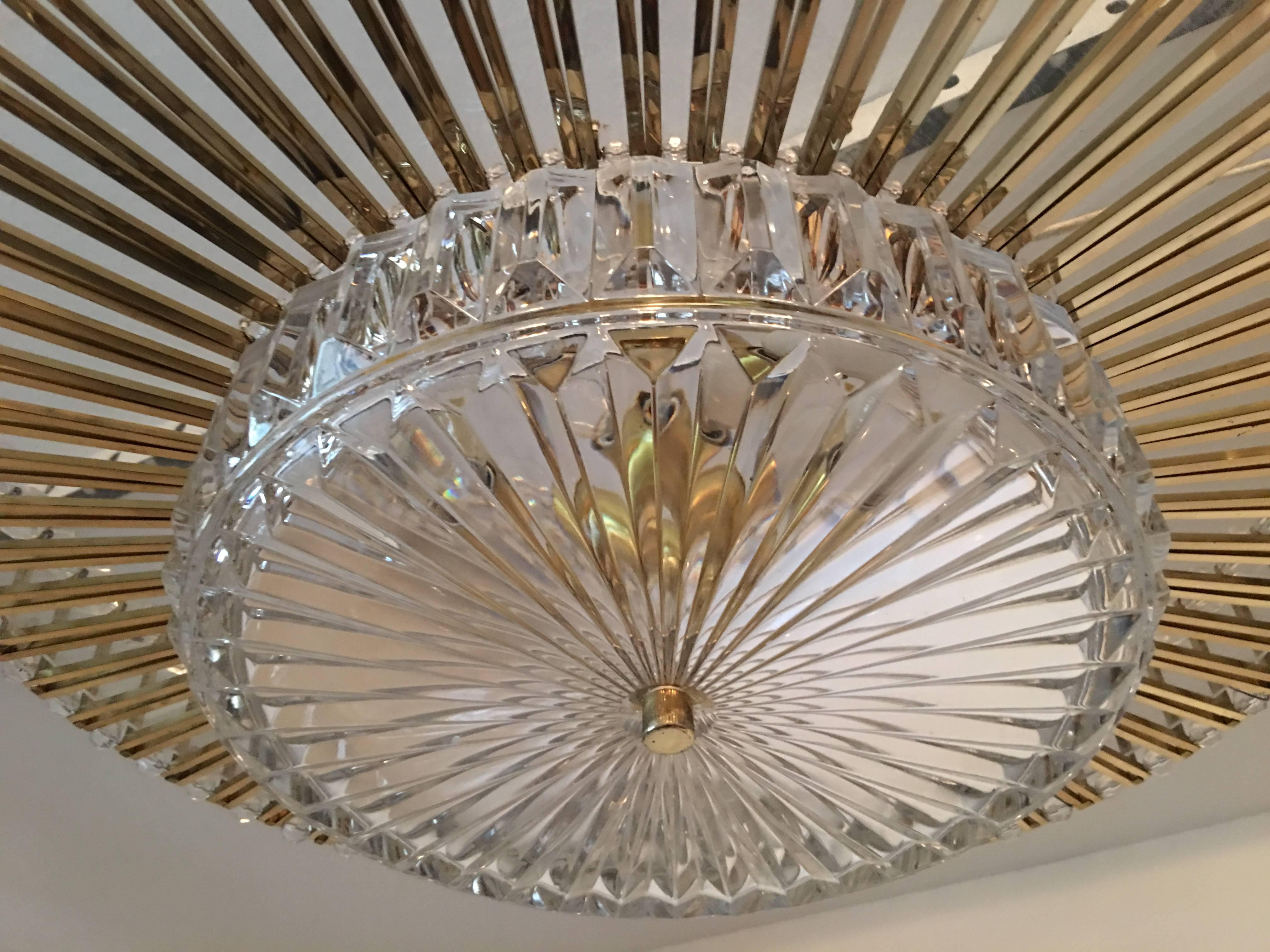 Austrian Crystal Glass Lucite and Gilt Brass Chandelier, Lobmeyr - SPECIAL OFFER For Sale 4