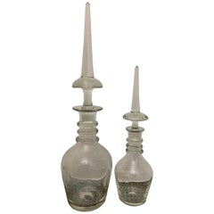 Austrian Crystal Glass Spire Decanters, Two