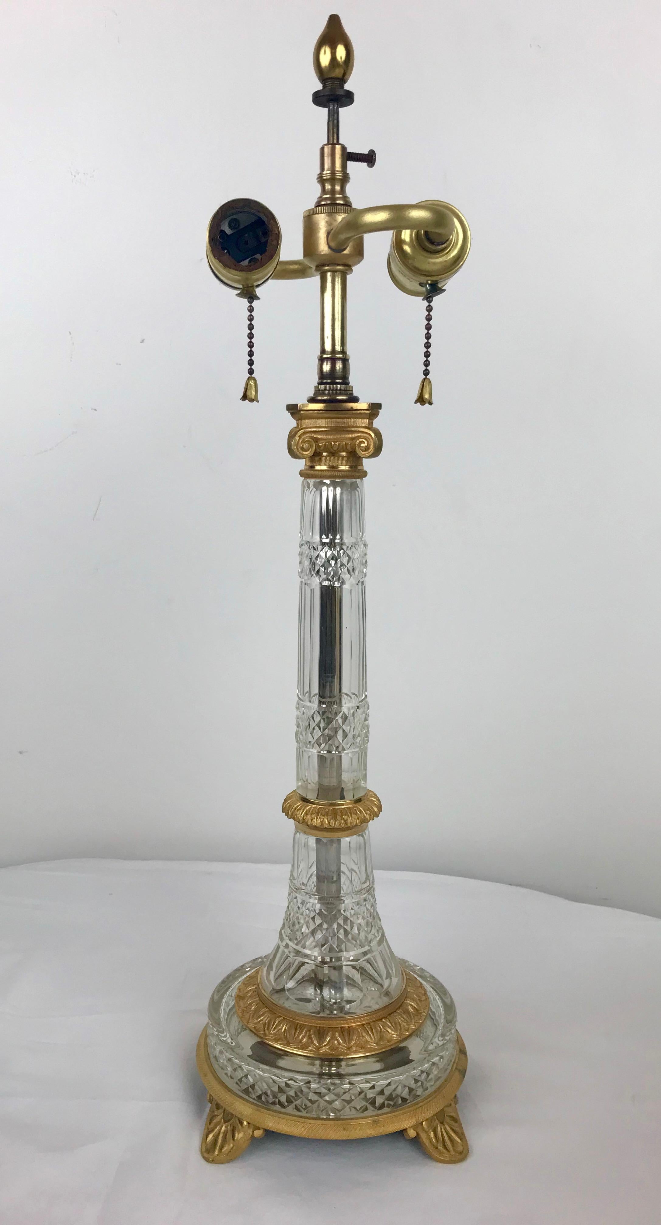 Austrian Cut Crystal and Gilt Bronze Classical Table Lamp For Sale 3