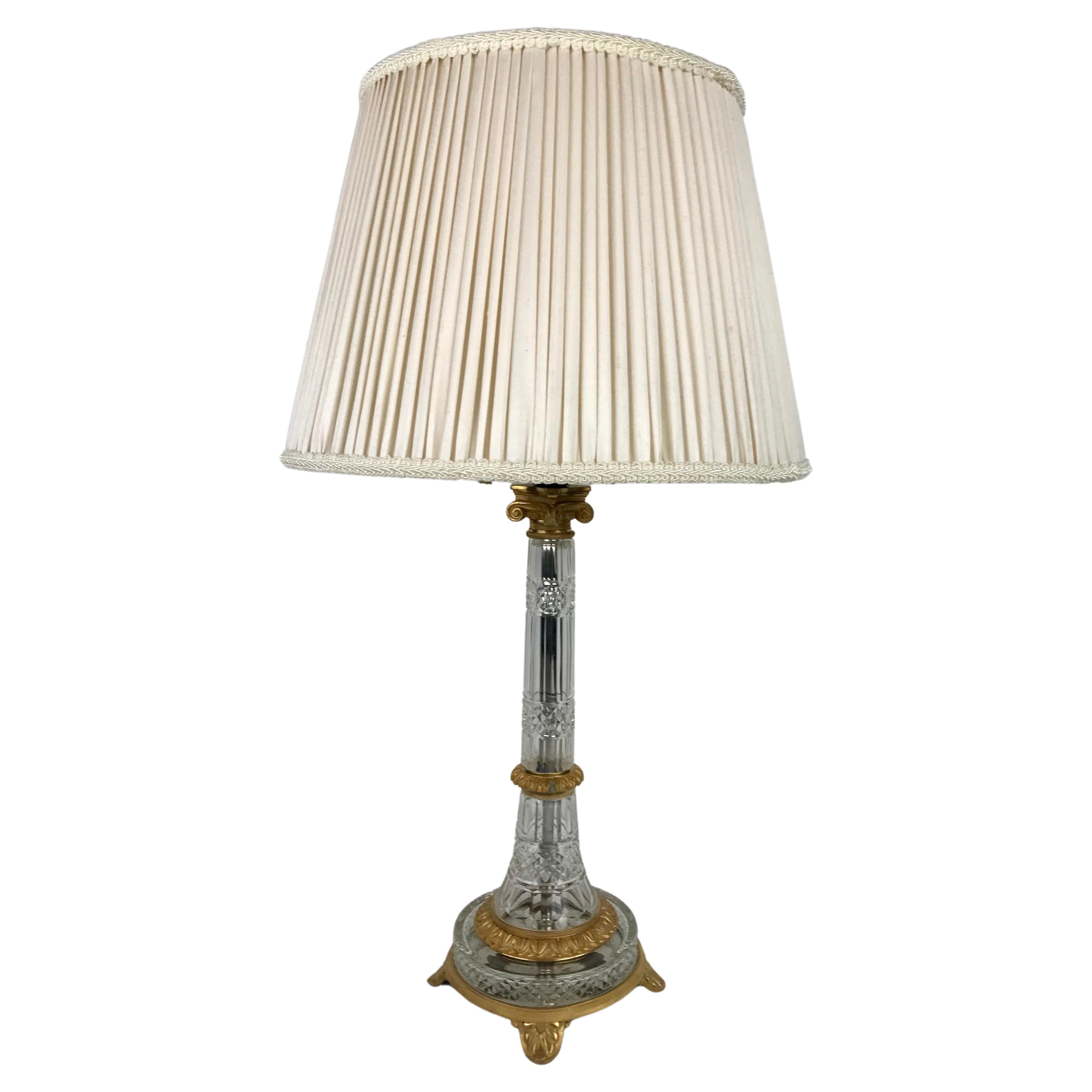 Austrian Cut Crystal and Gilt Bronze Classical Table Lamp