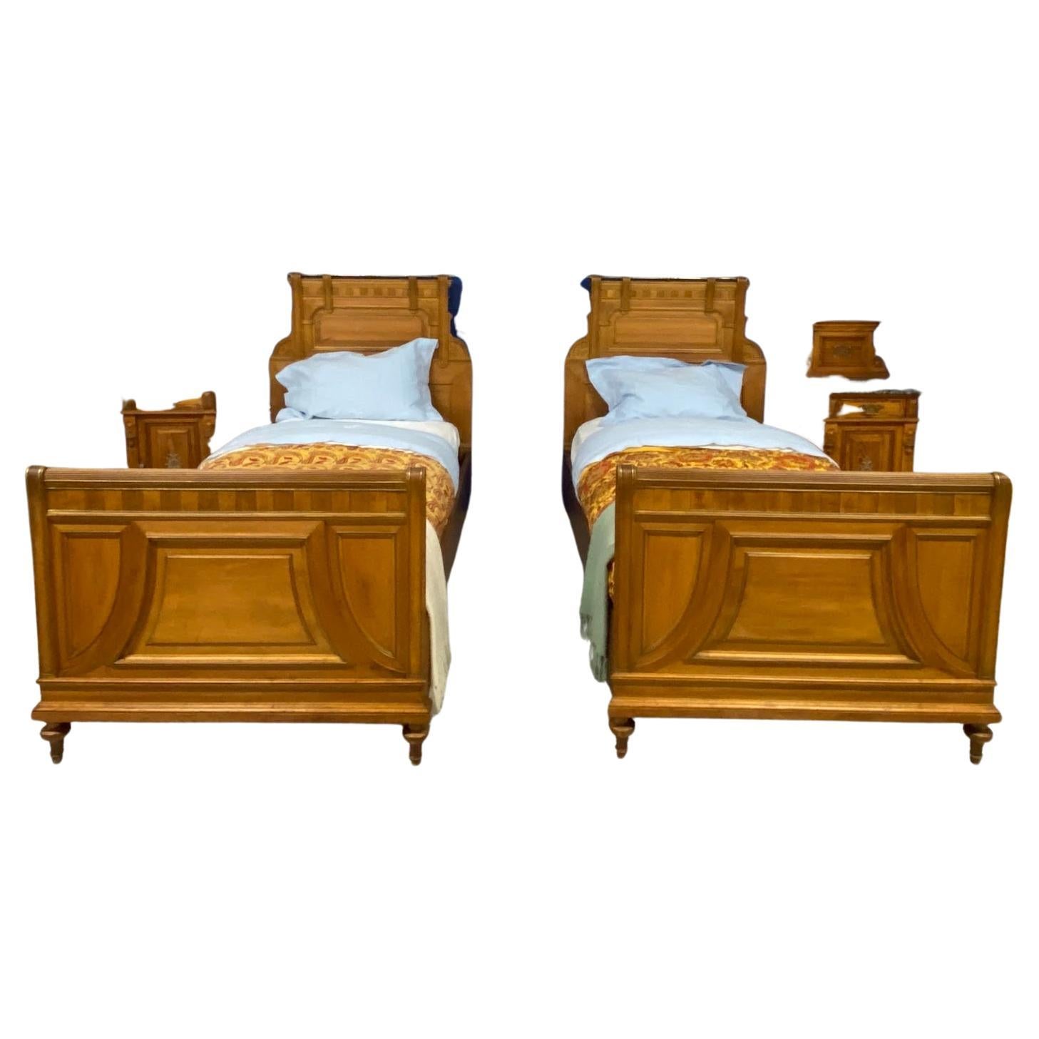 Austrian Decorative Twin Beds Wood For Sale