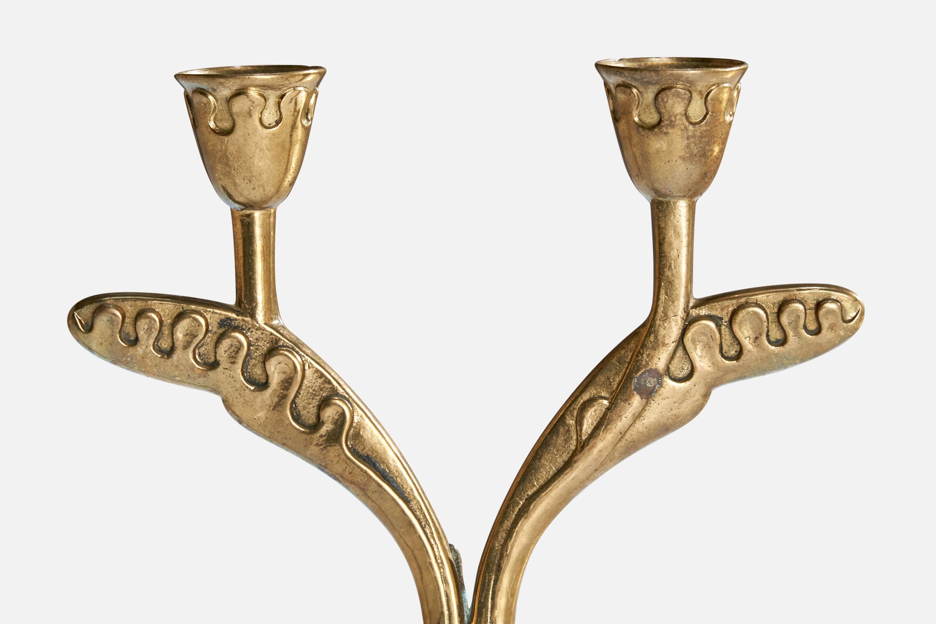 Österreichischer Designer, Kandelaber, Messing, Österreich, 1930er Jahre im Angebot 1