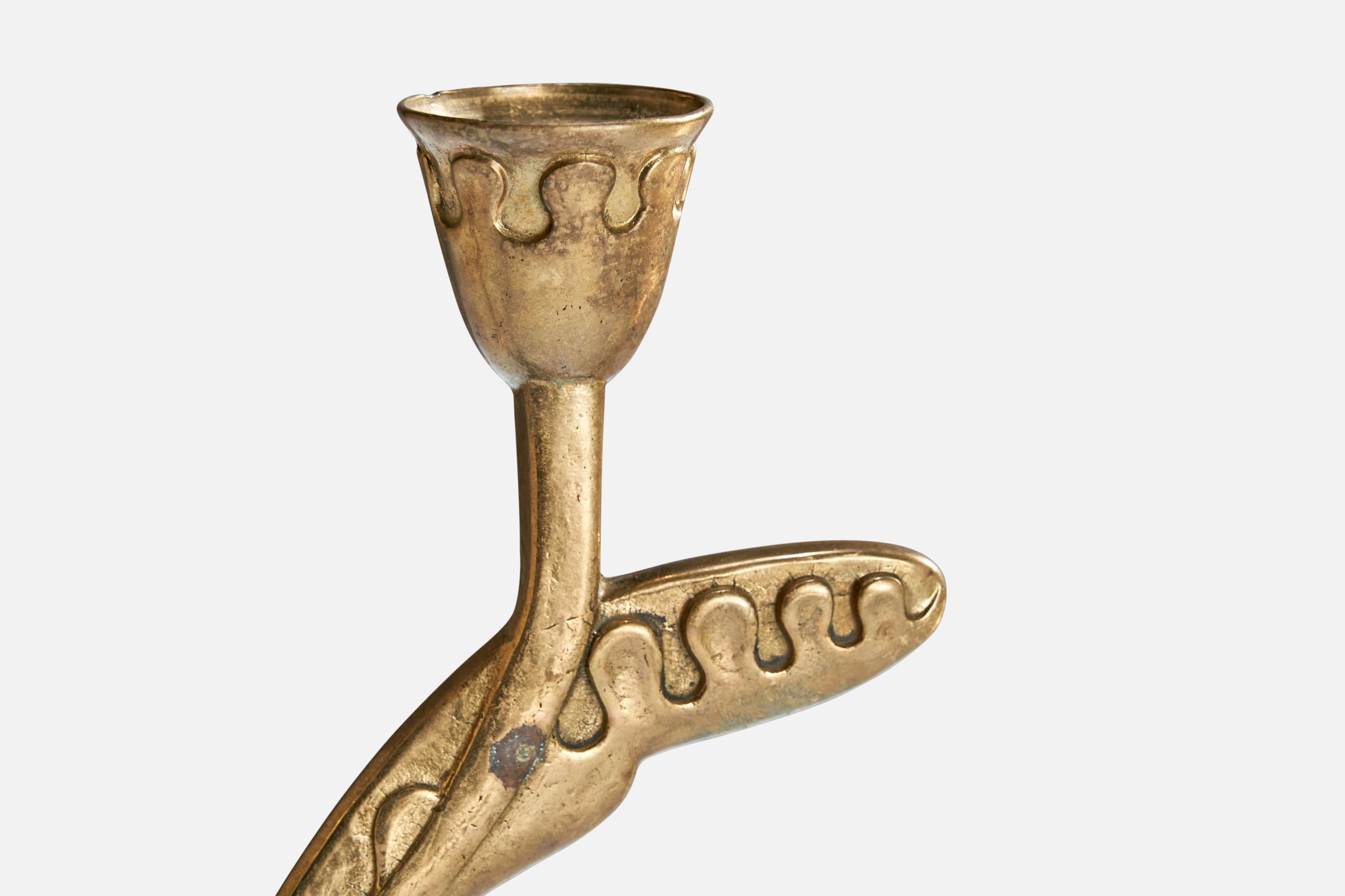 Österreichischer Designer, Kandelaber, Messing, Österreich, 1930er Jahre im Angebot 3