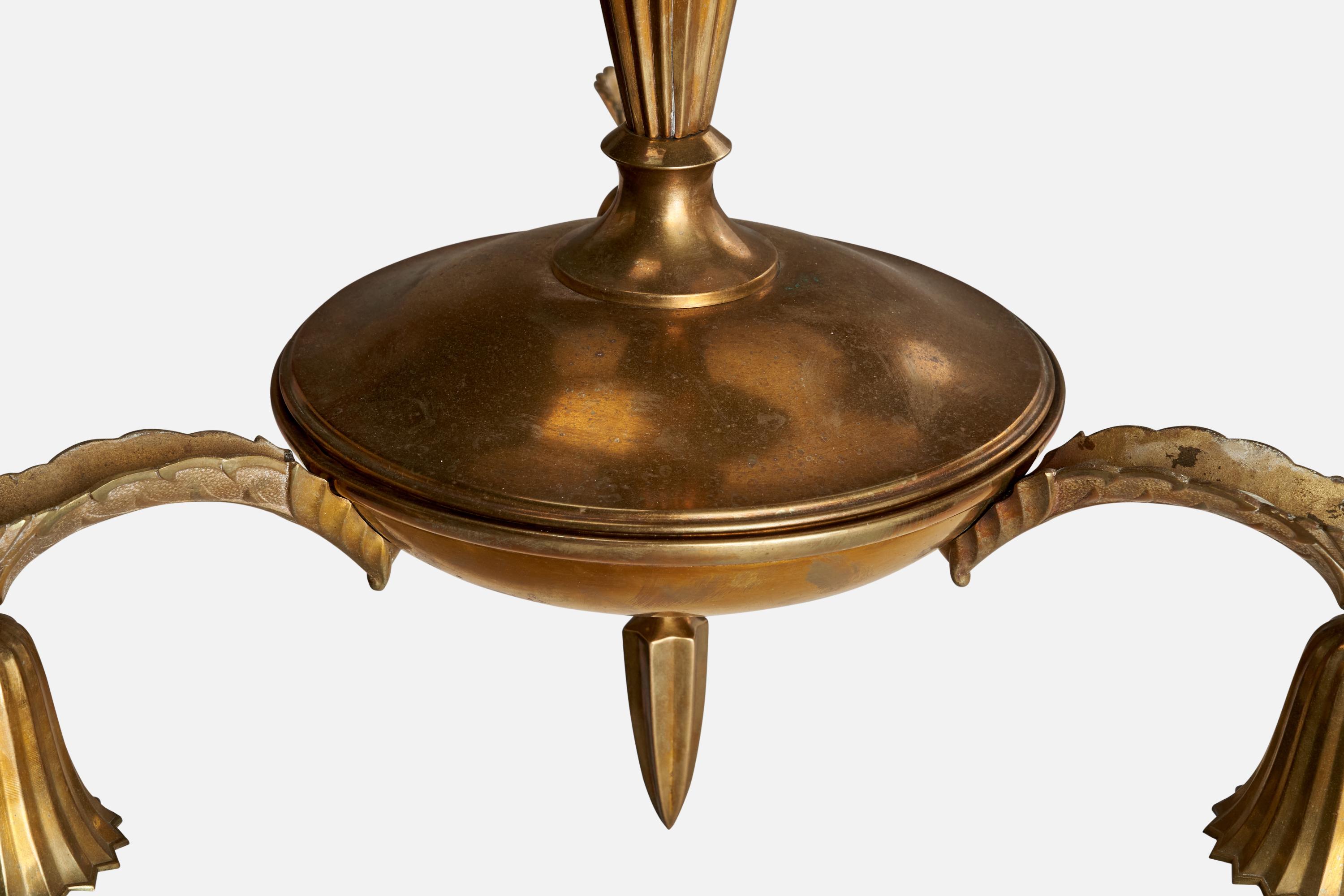 Designer autrichien, lustre, laiton, Autriche, années 1920 en vente 4