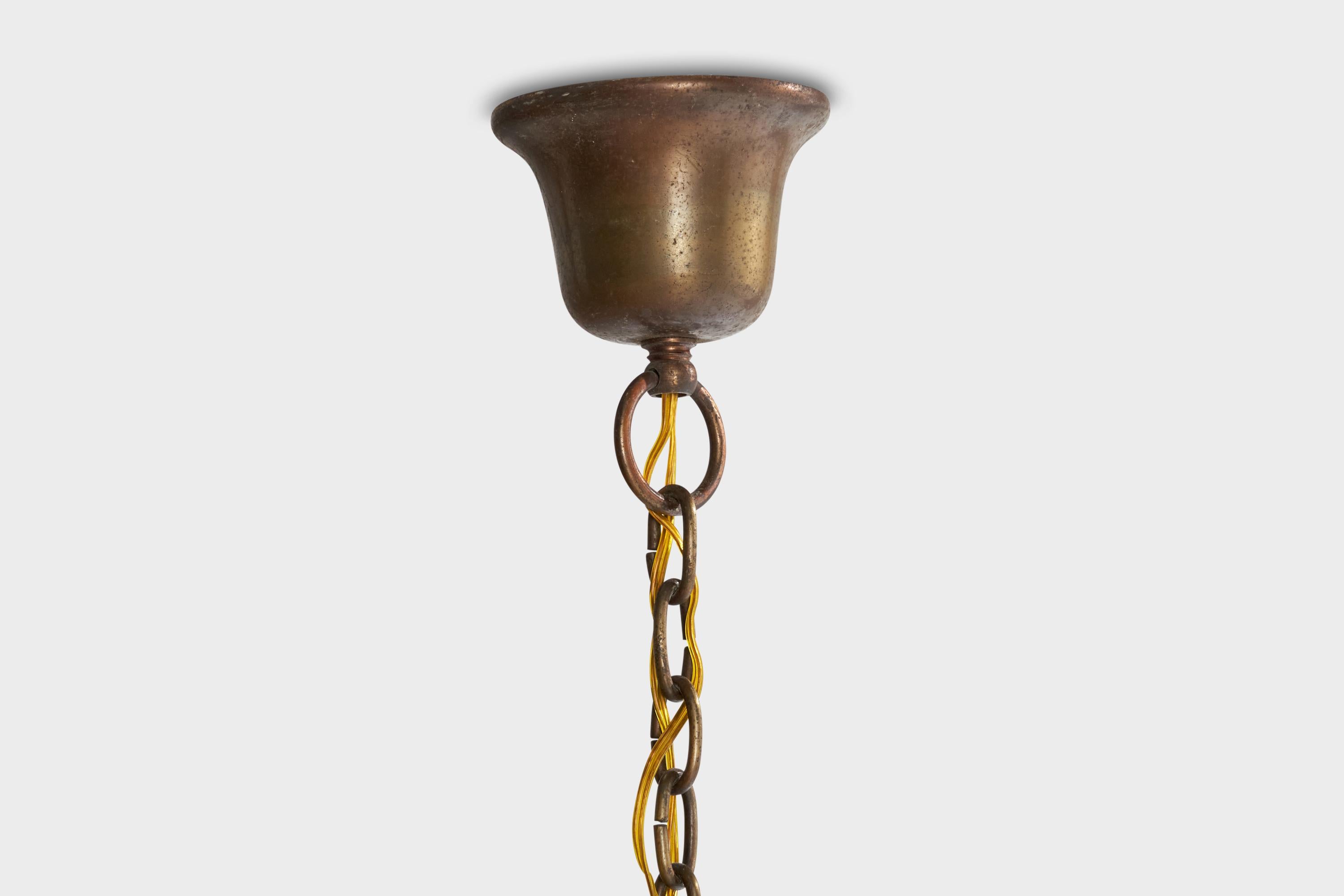 Designer austriaco, lampadario, ottone, tessuto, Austria, anni '1920 in vendita 4