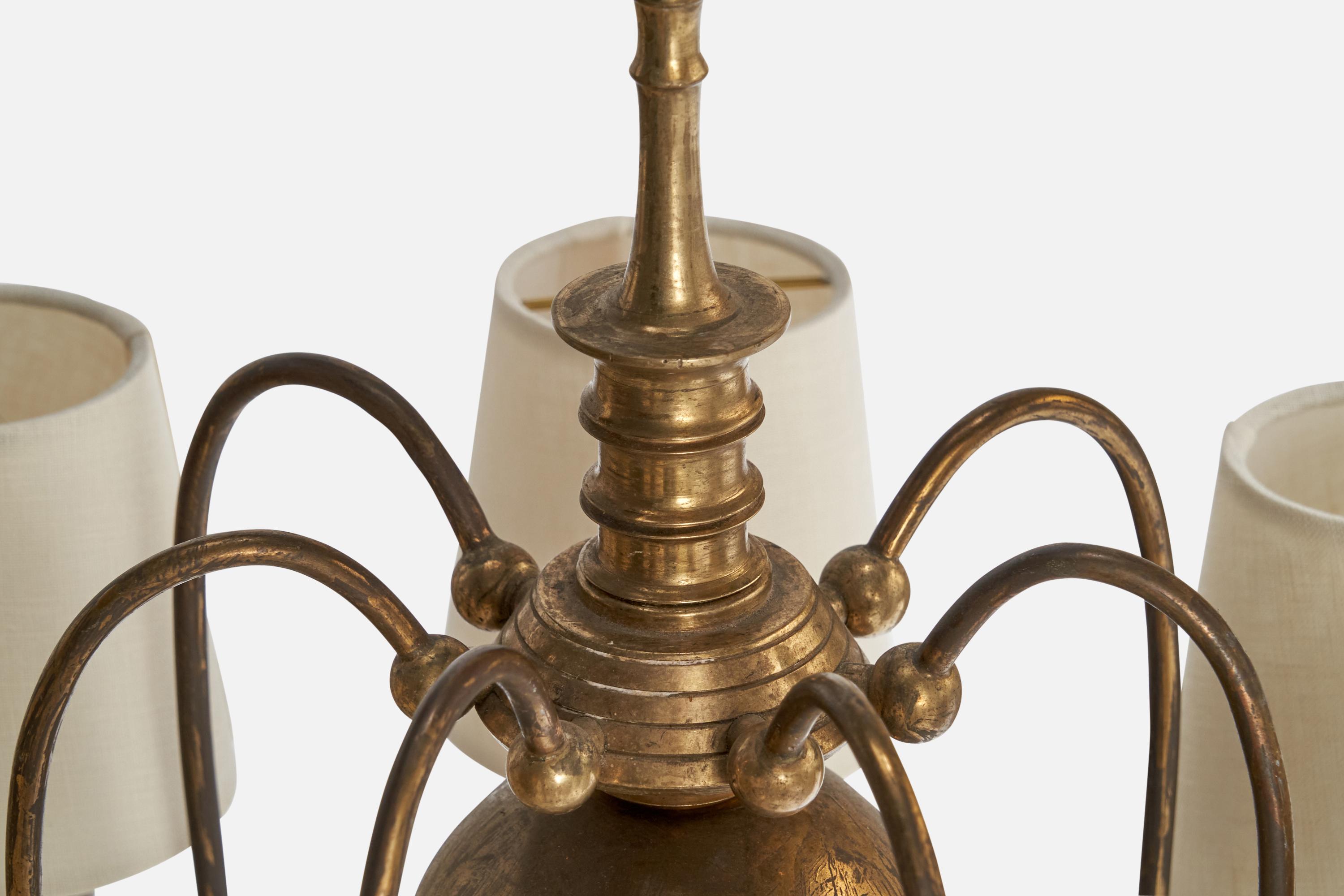 Designer austriaco, lampadario, ottone, tessuto, Austria, anni '1920 in vendita 2