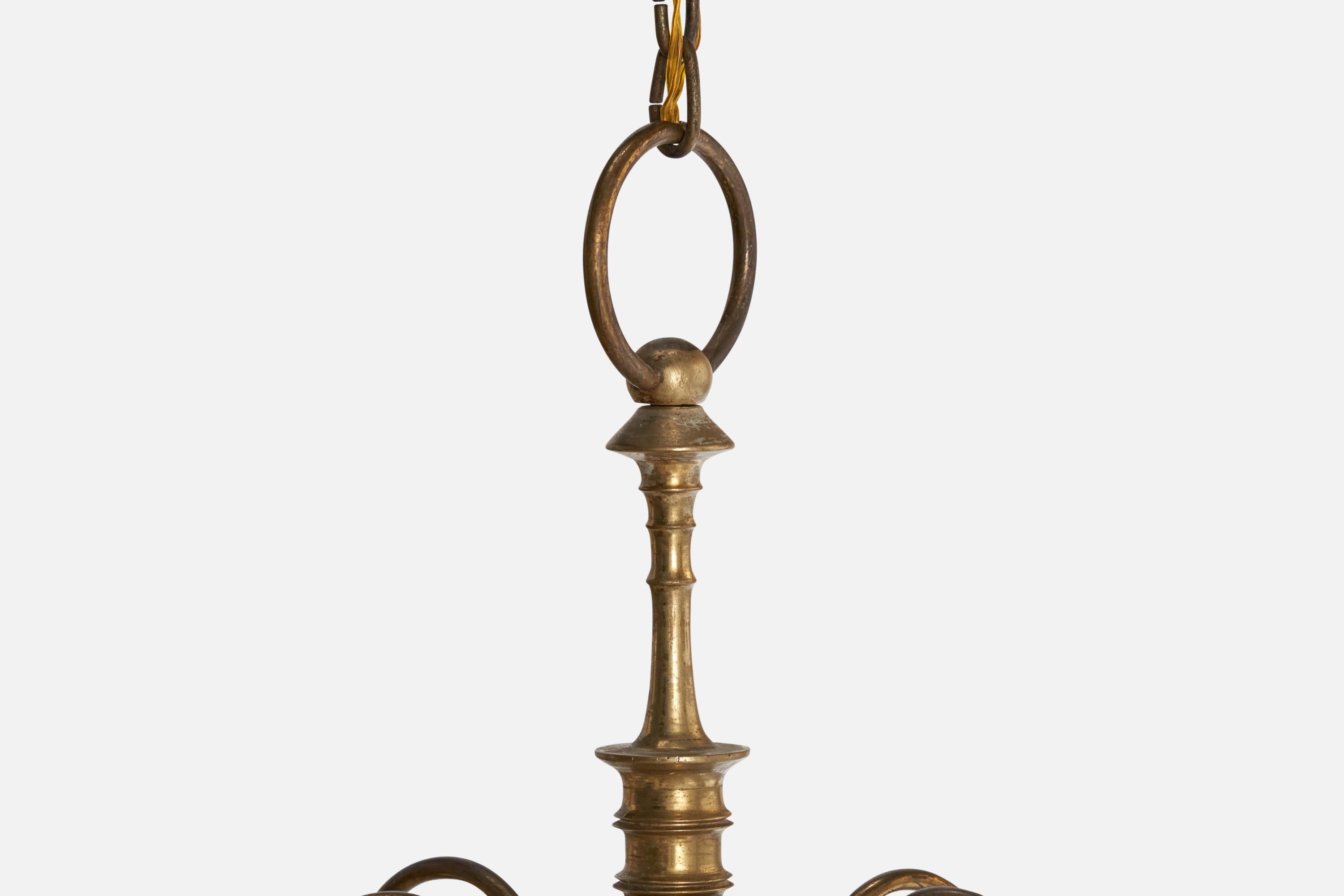 Designer austriaco, lampadario, ottone, tessuto, Austria, anni '1920 in vendita 3