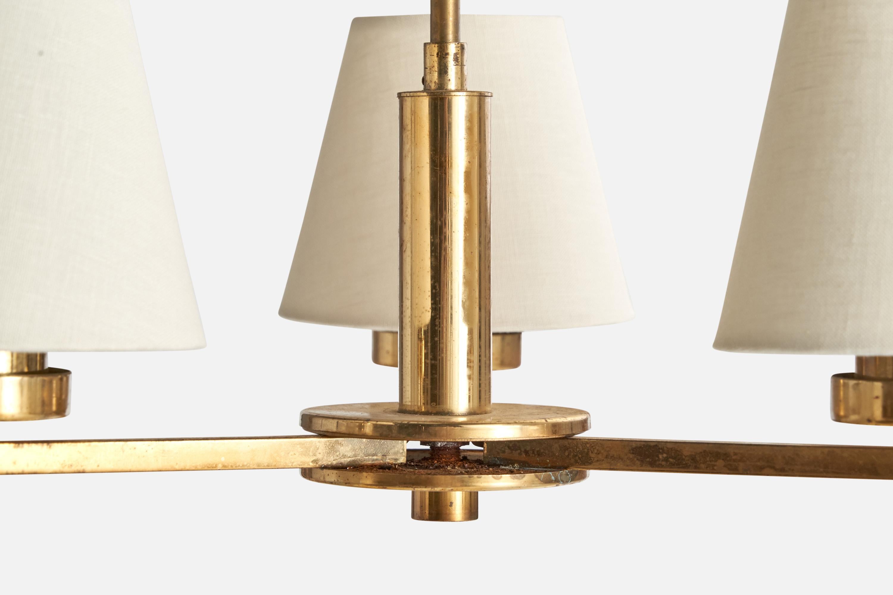 Designer austriaco, lampadario, ottone, tessuto, Austria, anni '1930 in vendita 2