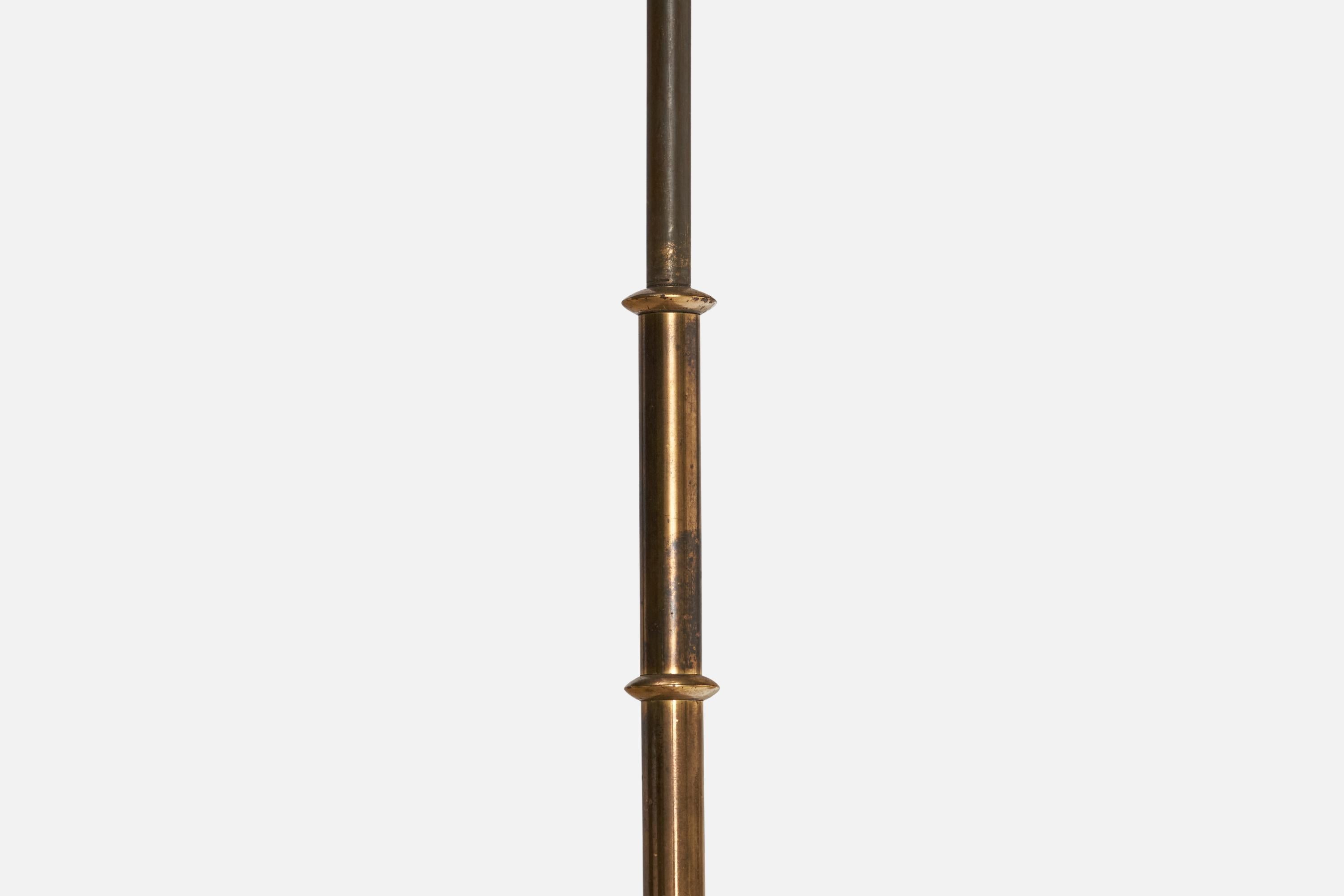 Österreichischer Designer, Kronleuchter, Messing, Stoff, Österreich, 1950er Jahre im Angebot 5