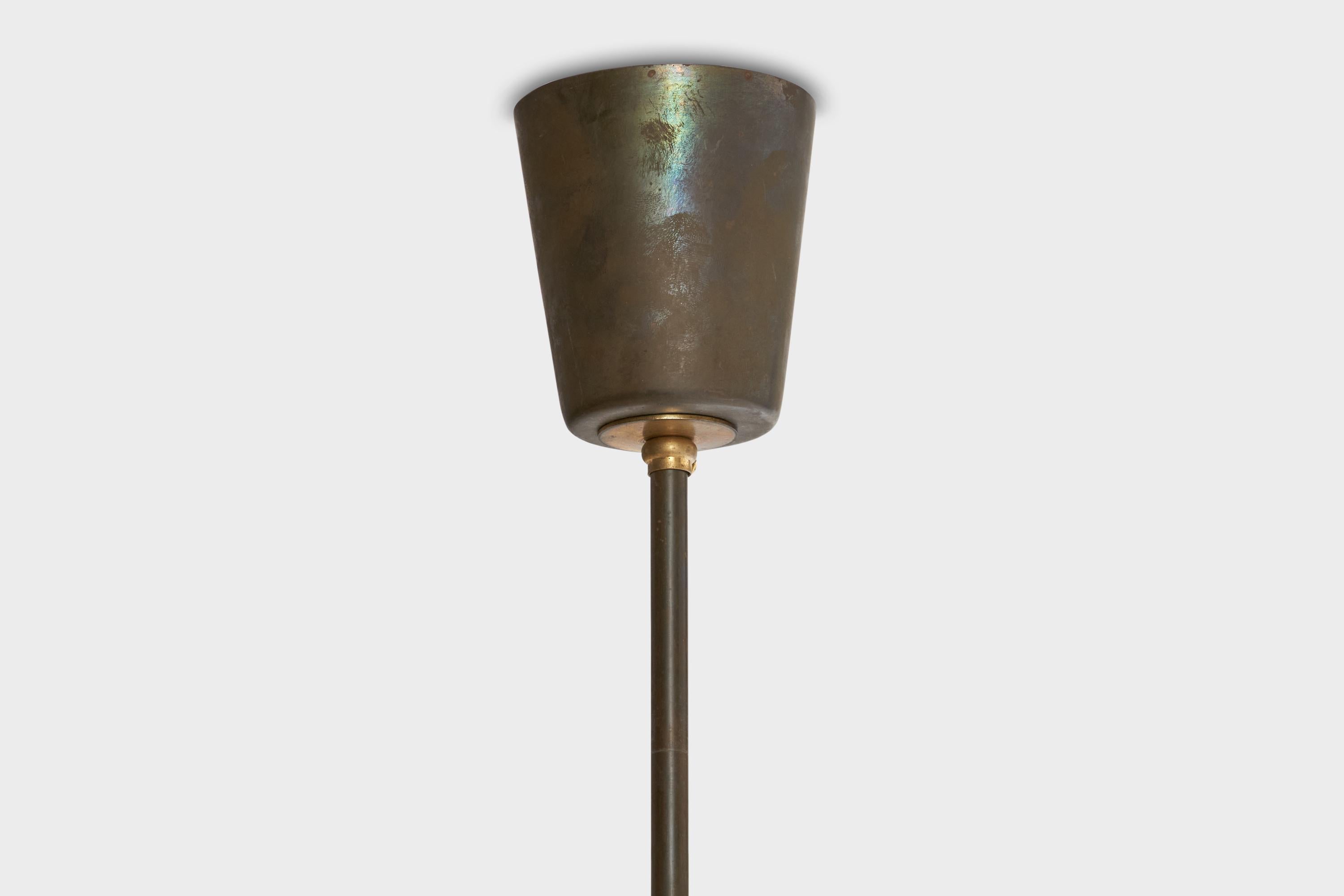 Österreichischer Designer, Kronleuchter, Messing, Stoff, Österreich, 1950er Jahre im Angebot 6