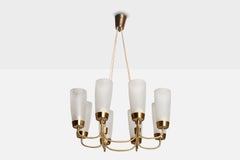 Austrian Designer, Chandelier, Brass, Glass, Austria, 1950s