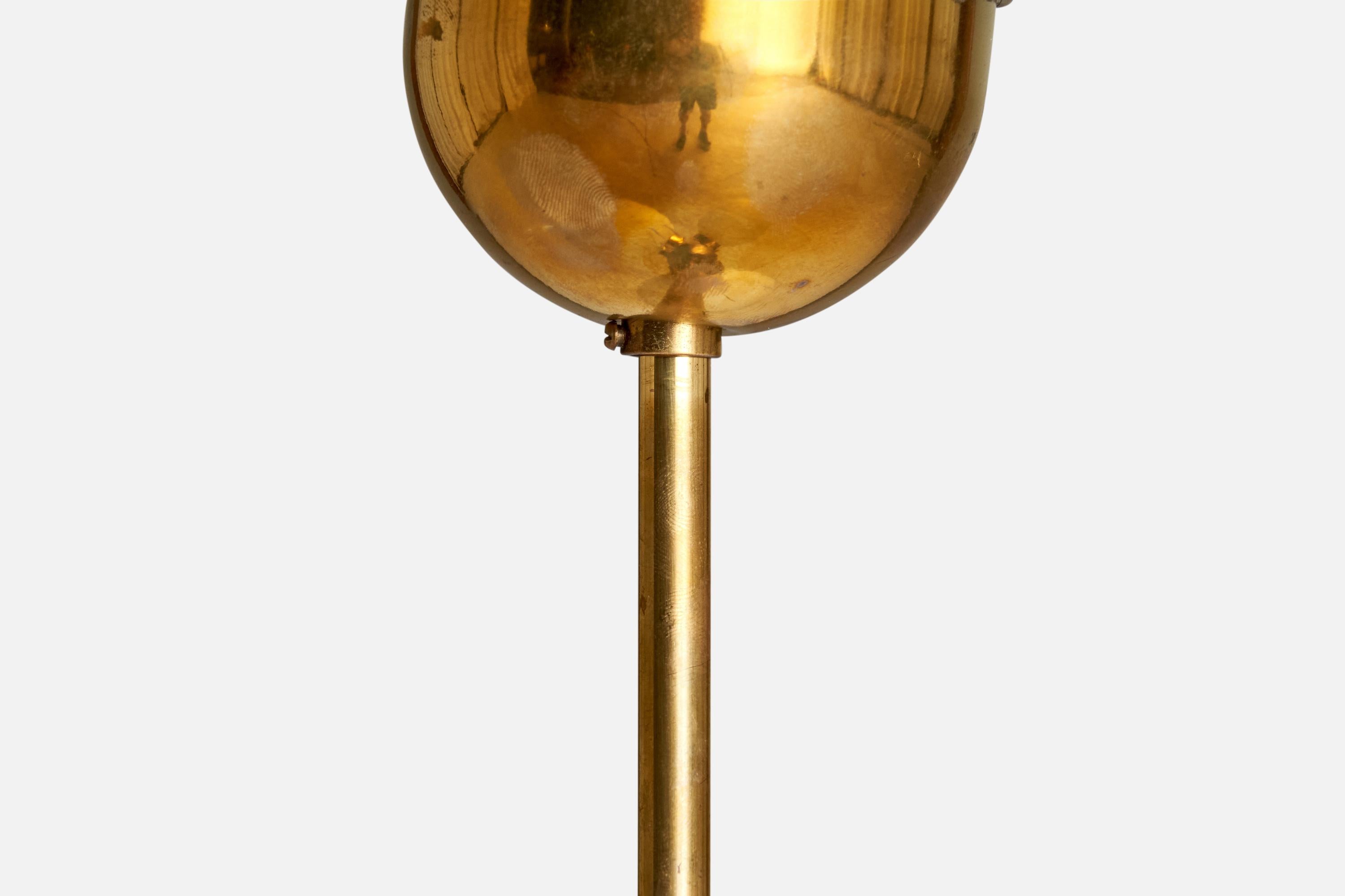 Austrian Designer, Chandelier, Brass, Glass, Austria, 1950s For Sale 2