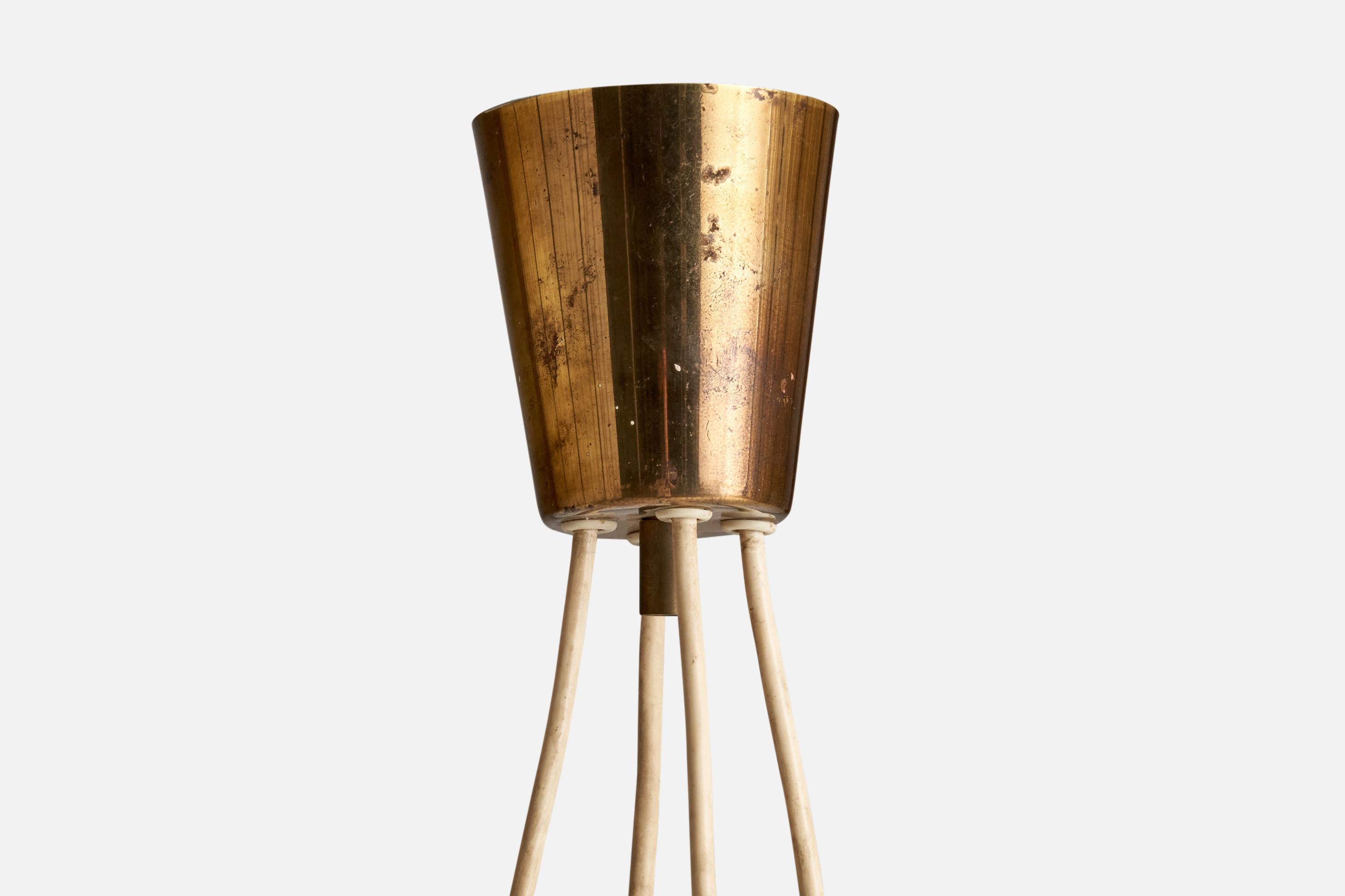Österreichischer Designer, Kronleuchter, Messing, Glas, Österreich, 1950er Jahre im Angebot 3
