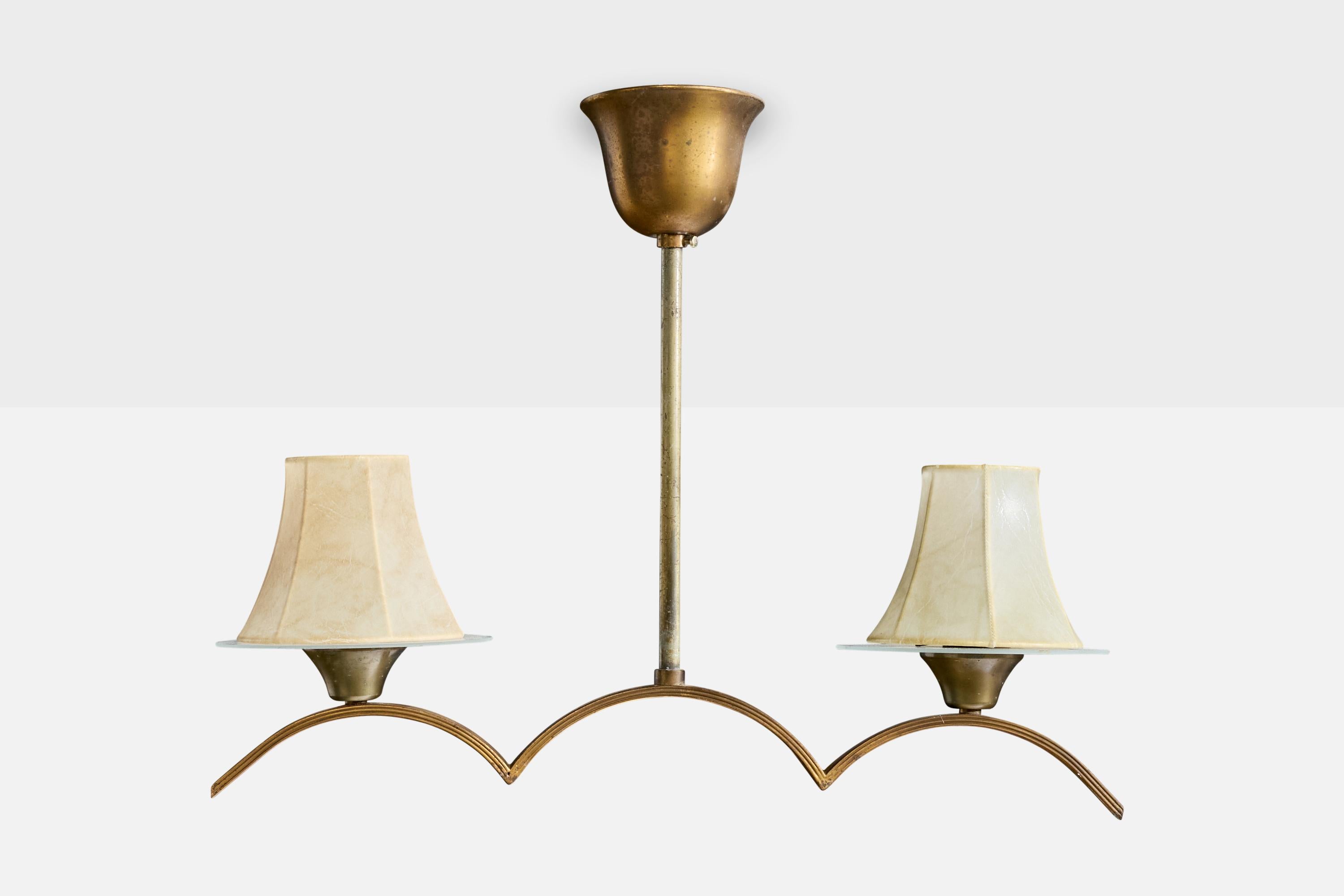 Österreichischer Designer, Kronleuchter, Messing, Glas, Harz, Österreich, 1920er Jahre (Moderne der Mitte des Jahrhunderts) im Angebot