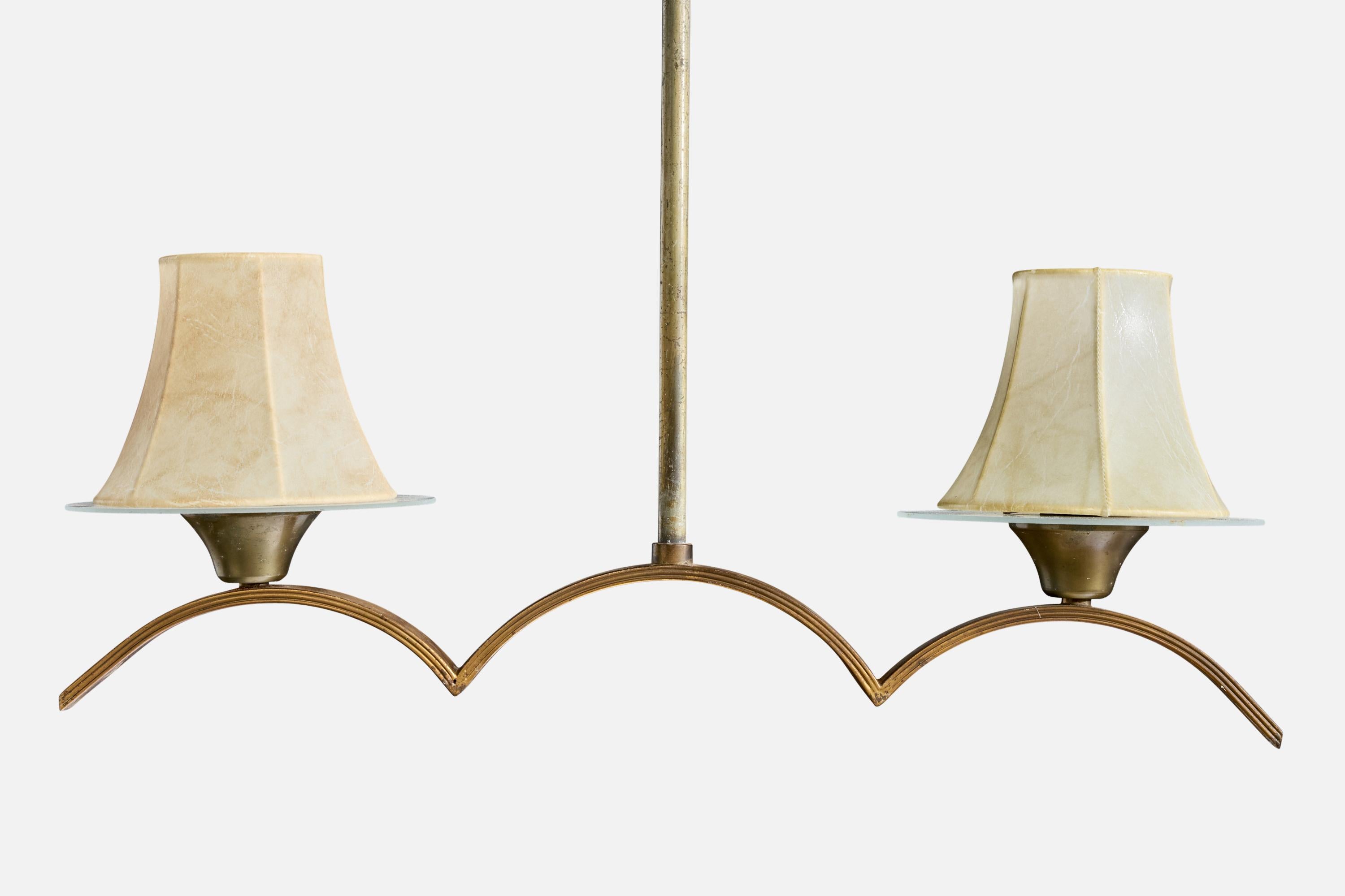 Österreichischer Designer, Kronleuchter, Messing, Glas, Harz, Österreich, 1920er Jahre (Frühes 20. Jahrhundert) im Angebot